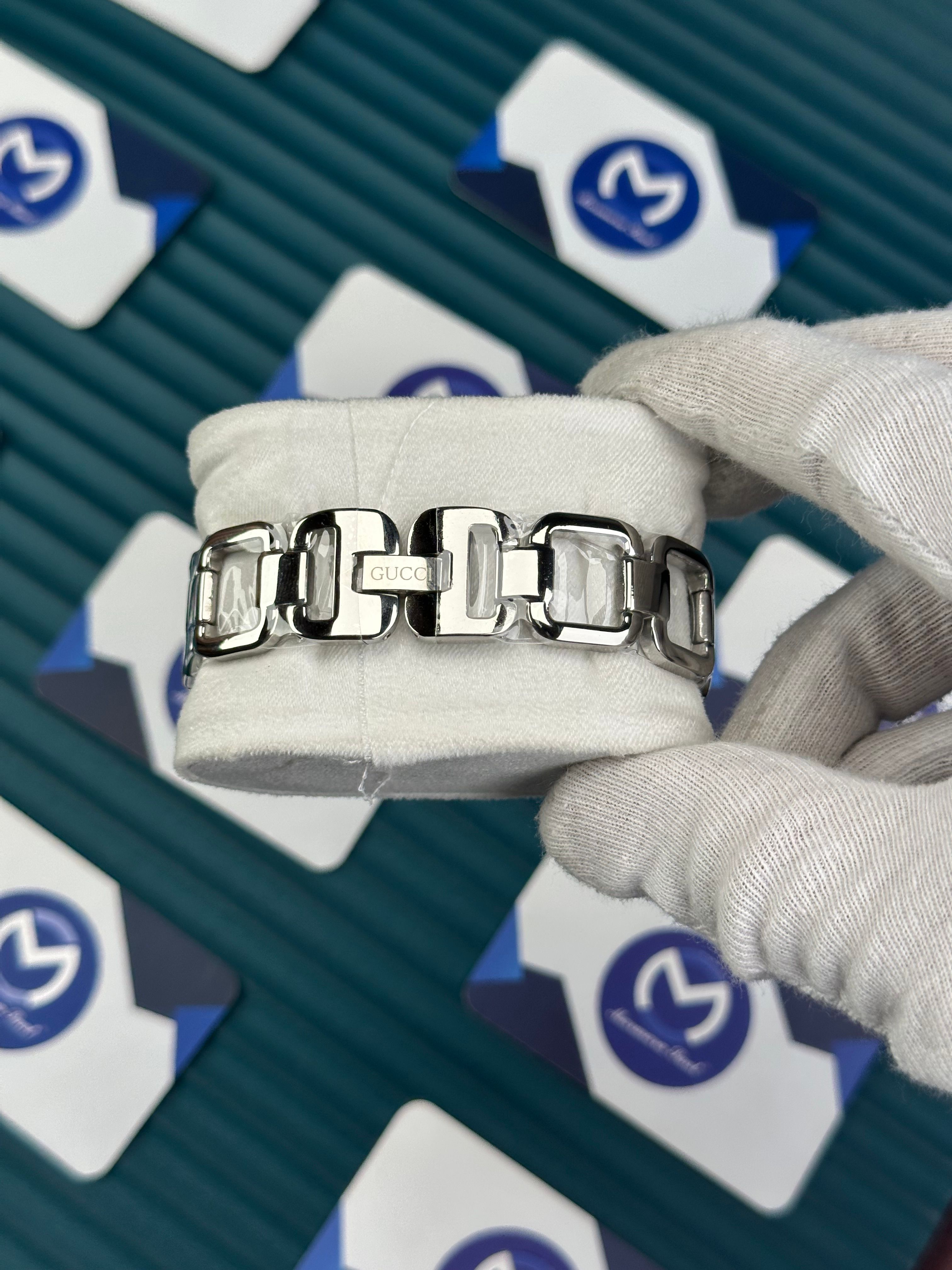 GUCCI WOMAN RING BRACELET WHITE DIAL DIAMOND INDEX SILVER CORD