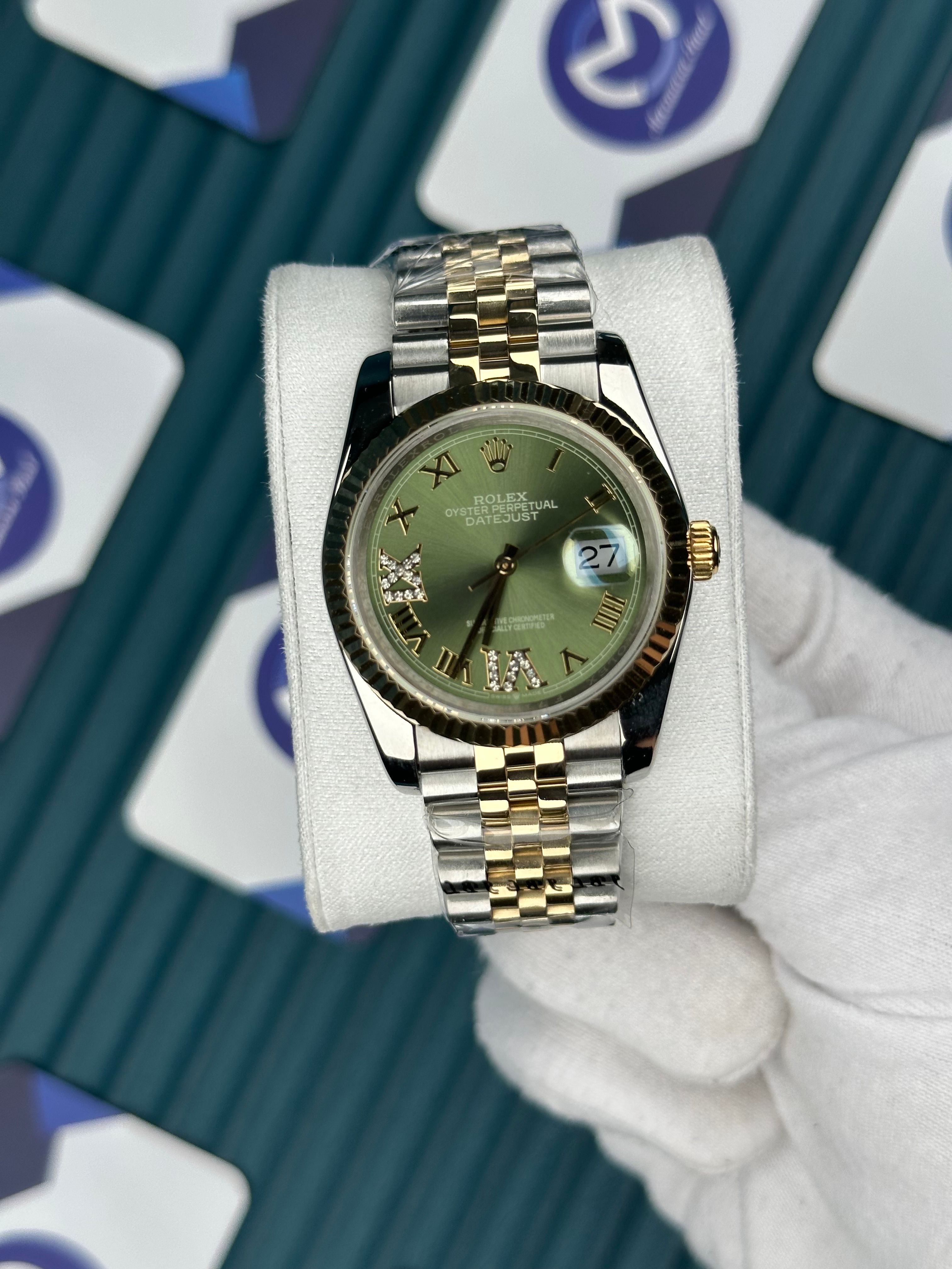 ROLEX 36 YEŞİL KADRAN ROMA PIRLANTA INDEX GOLD-SILVER JUBILEE
