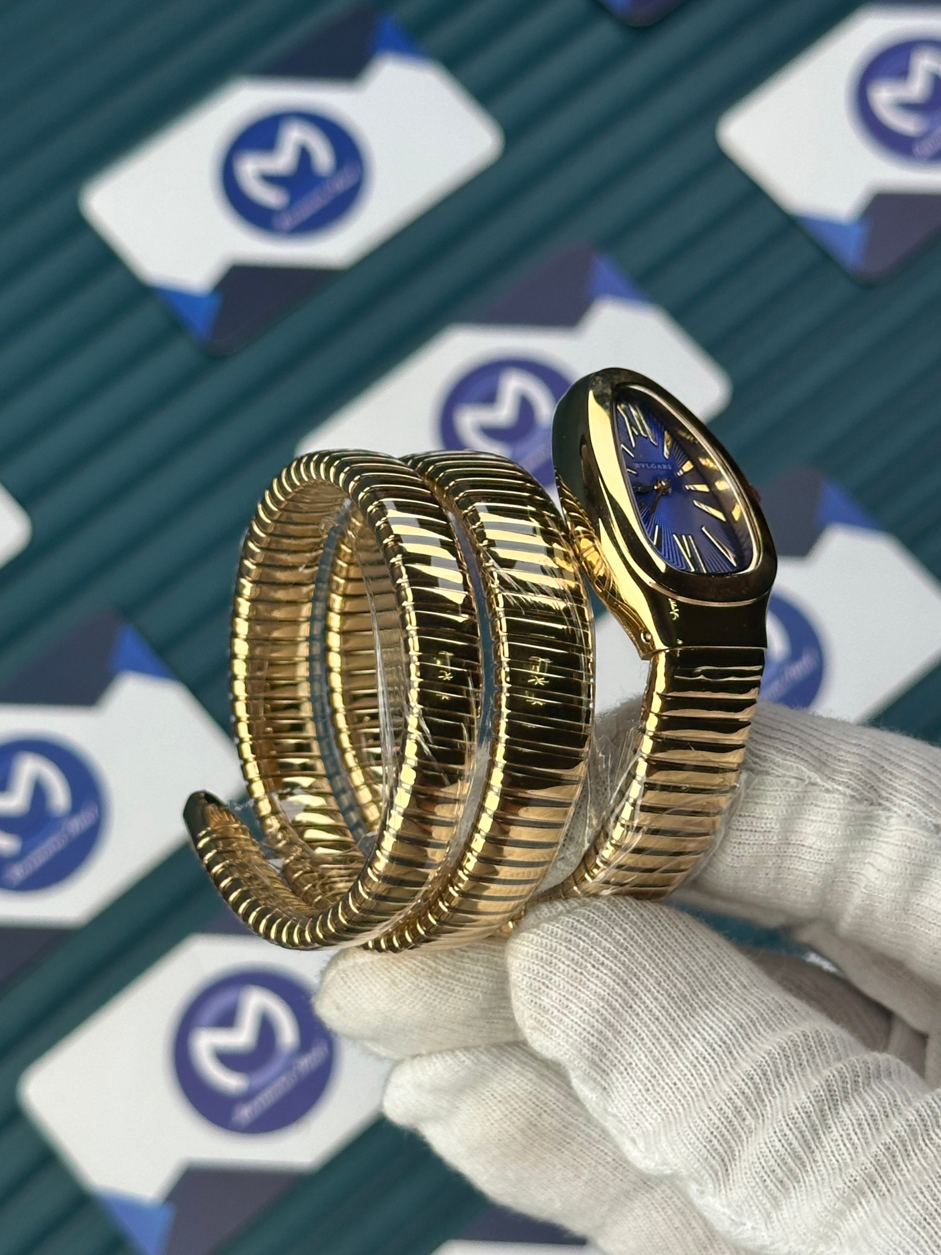 BVLGARI SERPENTI BLUE DIAL GOLD LONG TUBOGAS