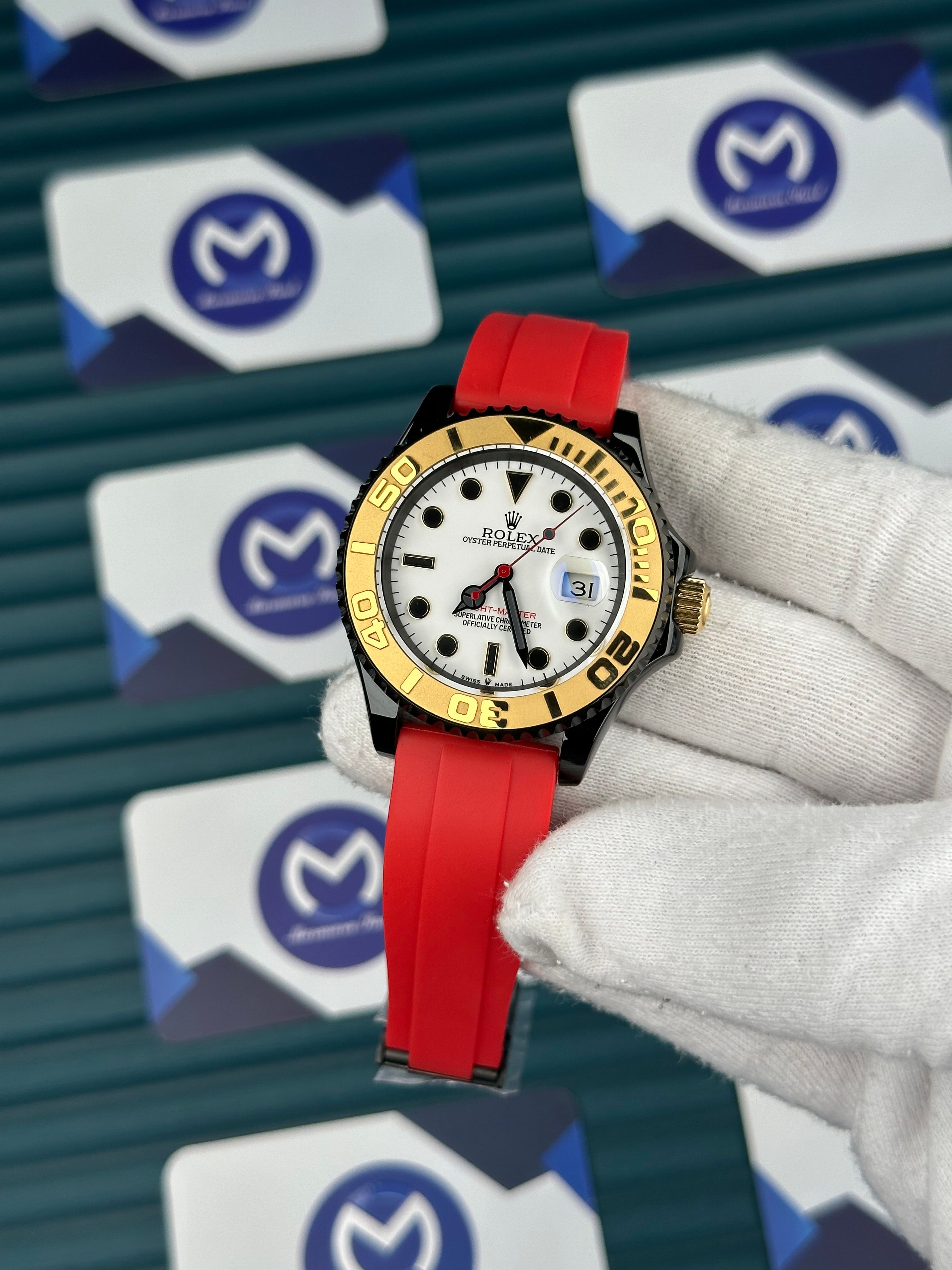 Rolex Yatch Master Gold Bezel Kırmızı Oysterflex Kordon