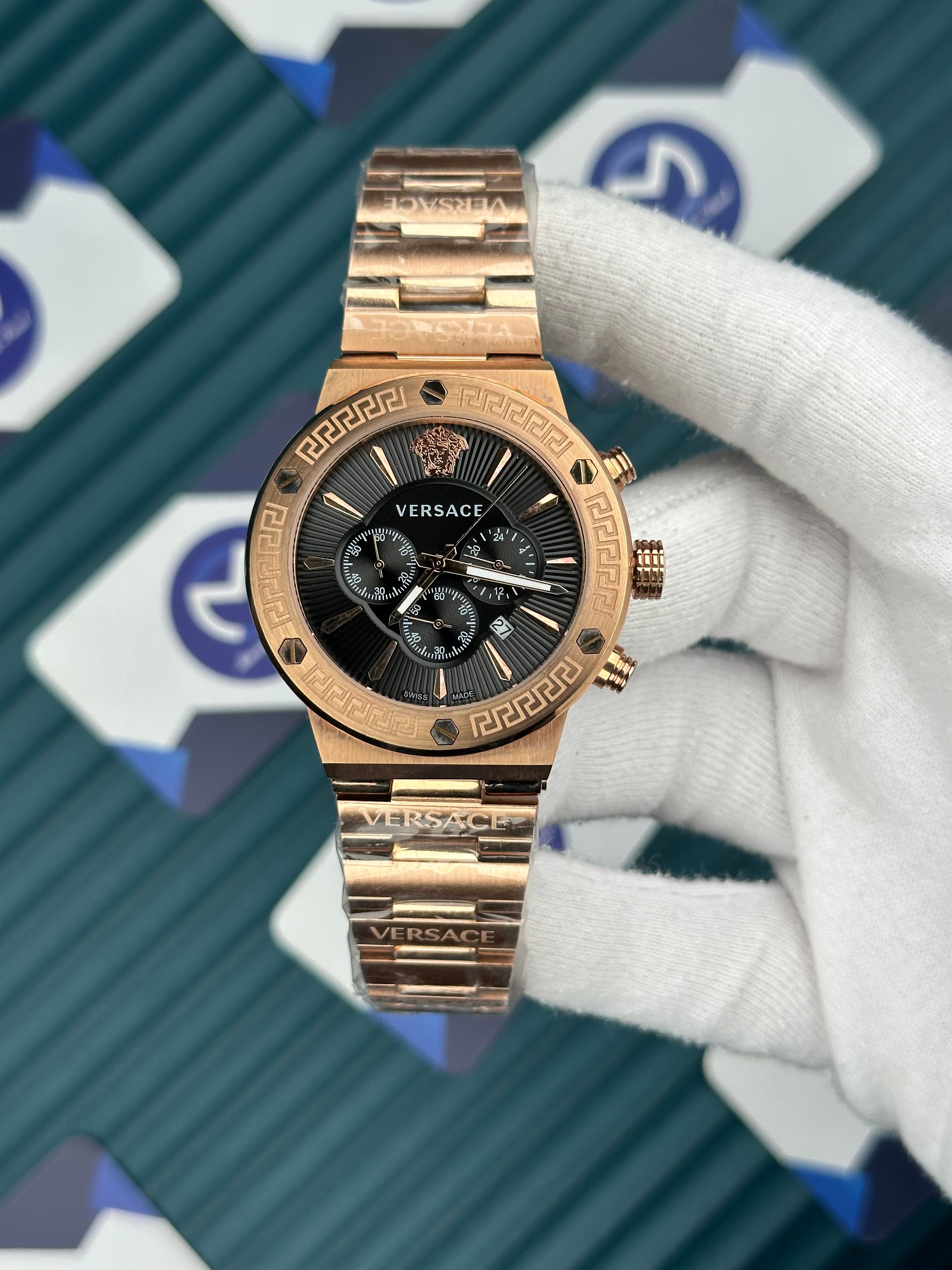 Versace Rose Kordon Üç Fonksiyonlu Siyah Kadran