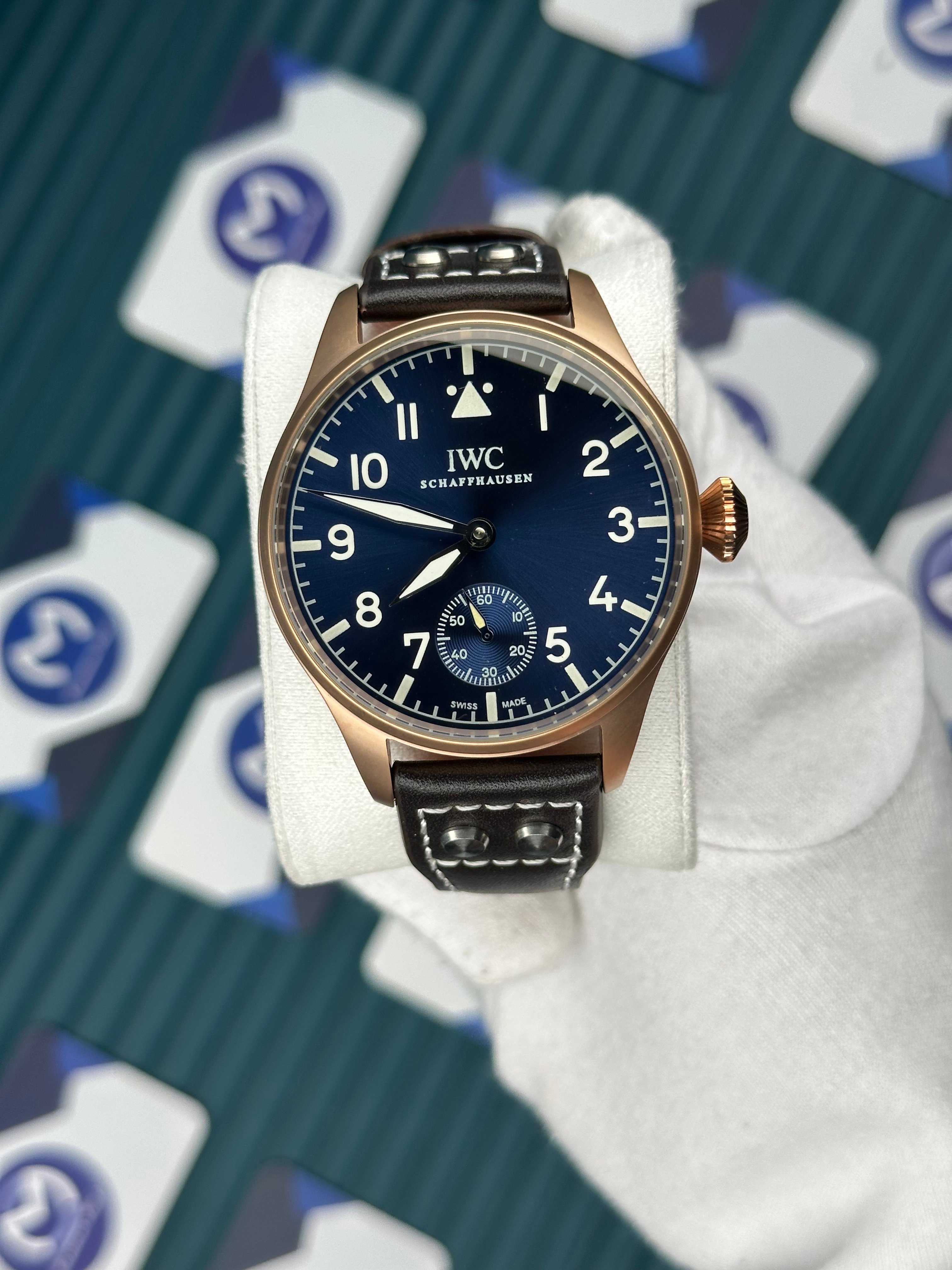 IWC Kahverengi Deri Kordon Saniye Fonksiyonlu Mavi Kadran