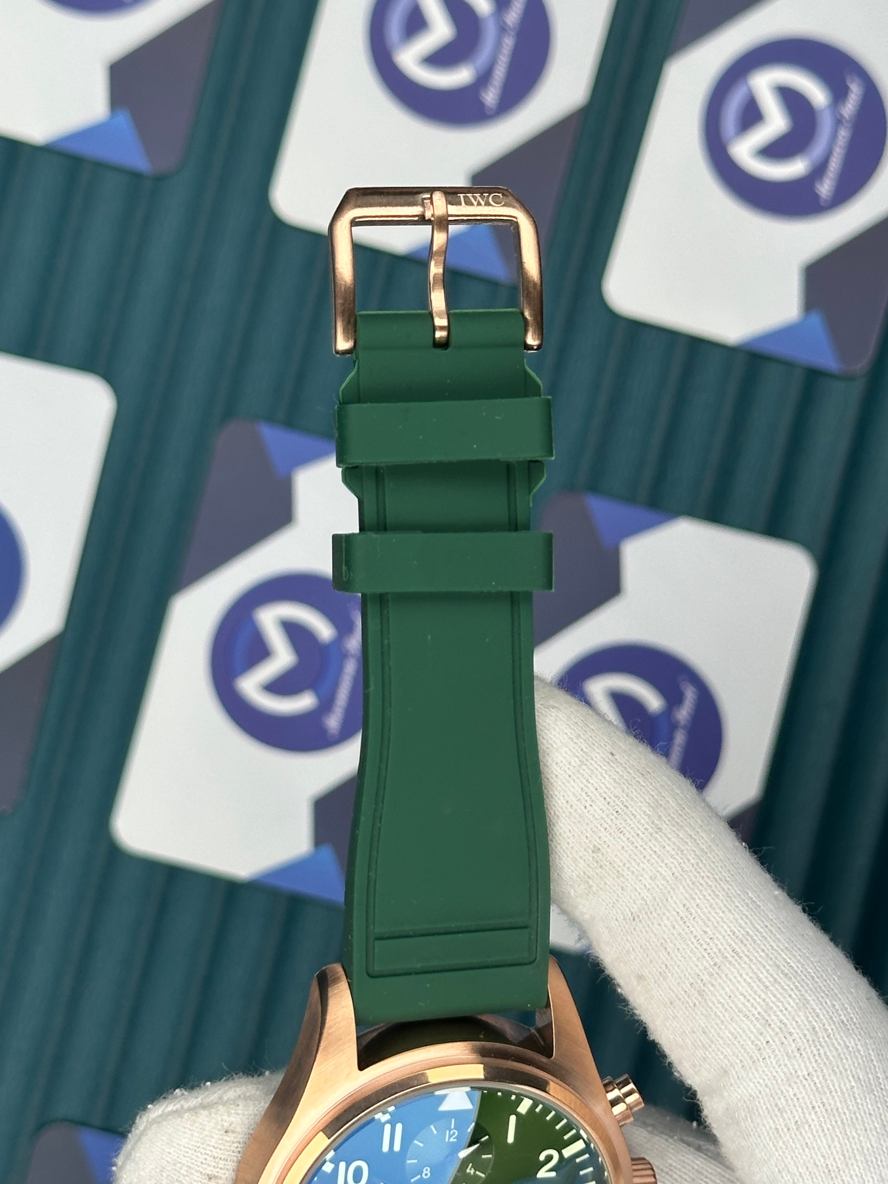 IWC Schaffhausen Green Cord Rose Case Chronograph Automatic