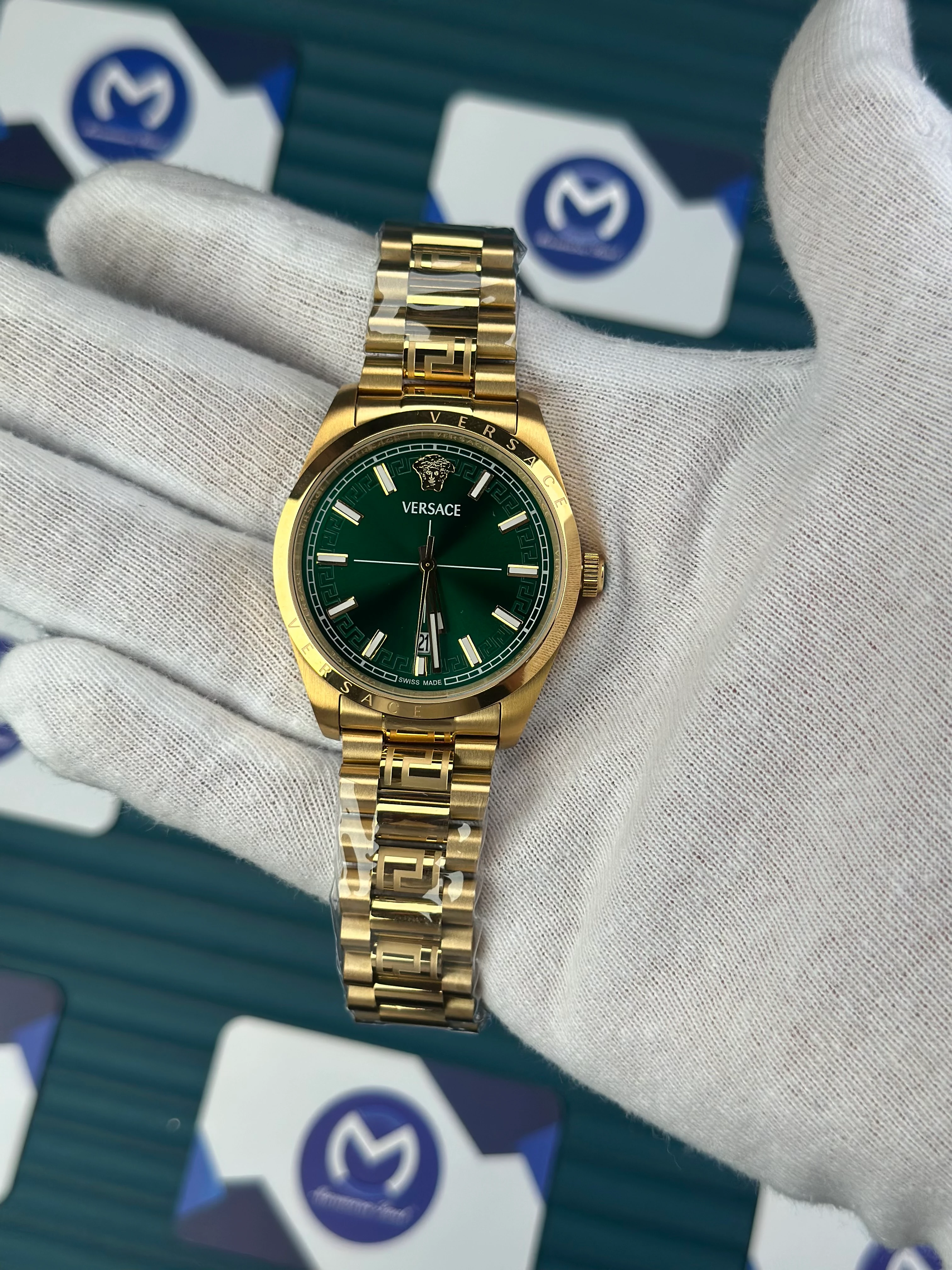 VERSACE NEW GREEN DIAL GOLD PRESIDENT