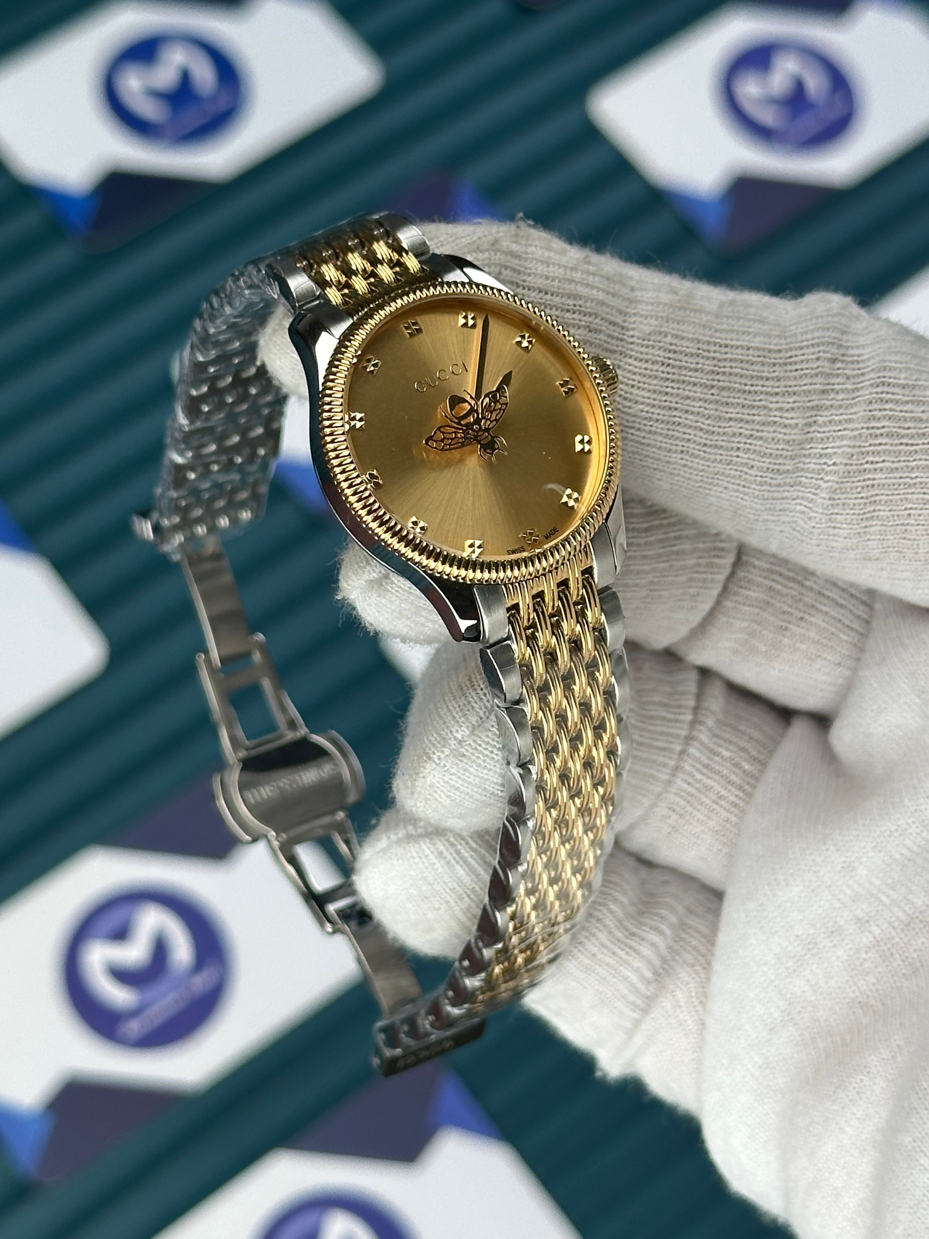 GUCCI GOLD DIAL SPINNING BUTTERFLY GOLD-SILVER