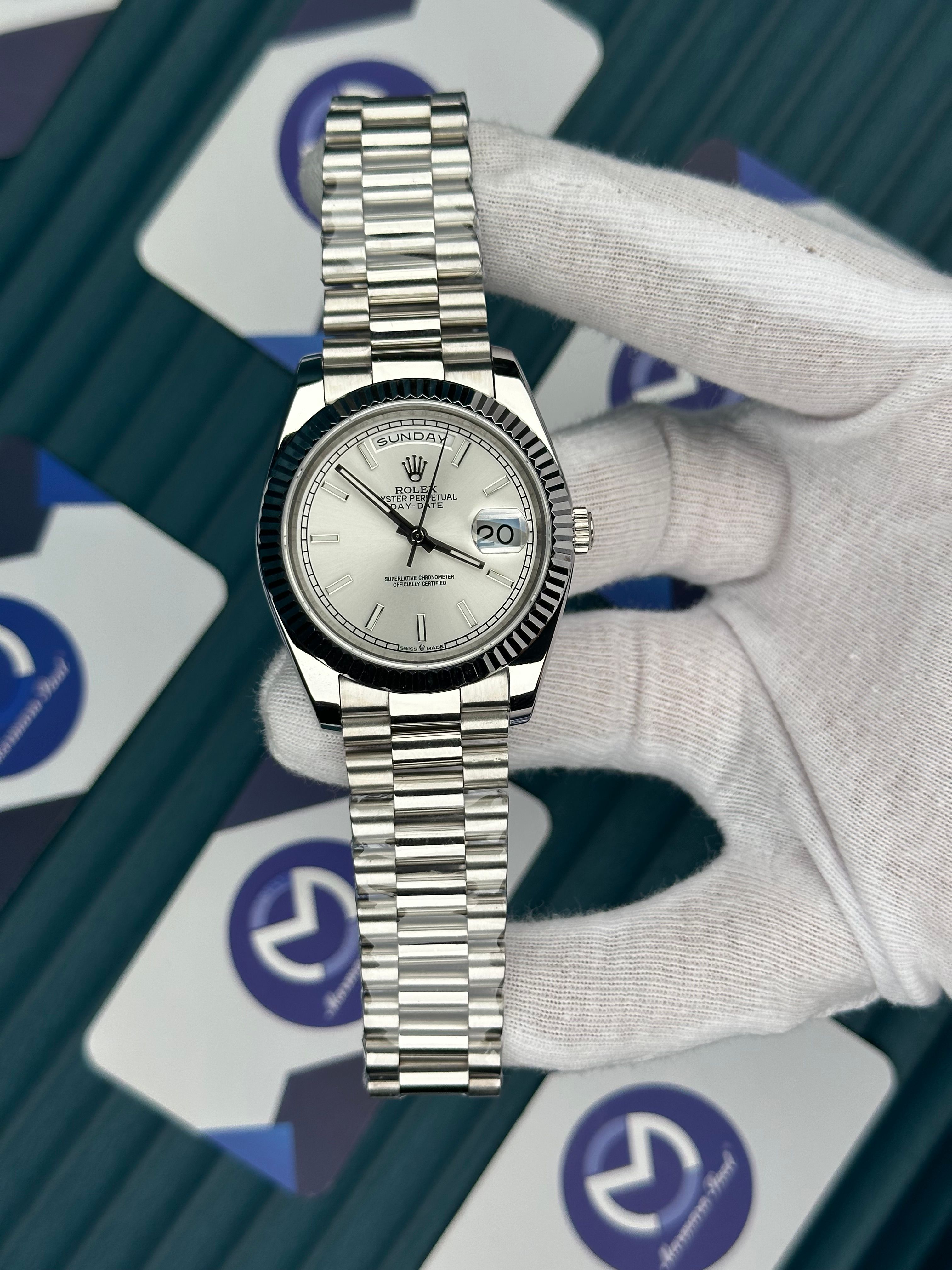 ROLEX DAY-DATE WHITE DIAL SILVER PRESIDENT
