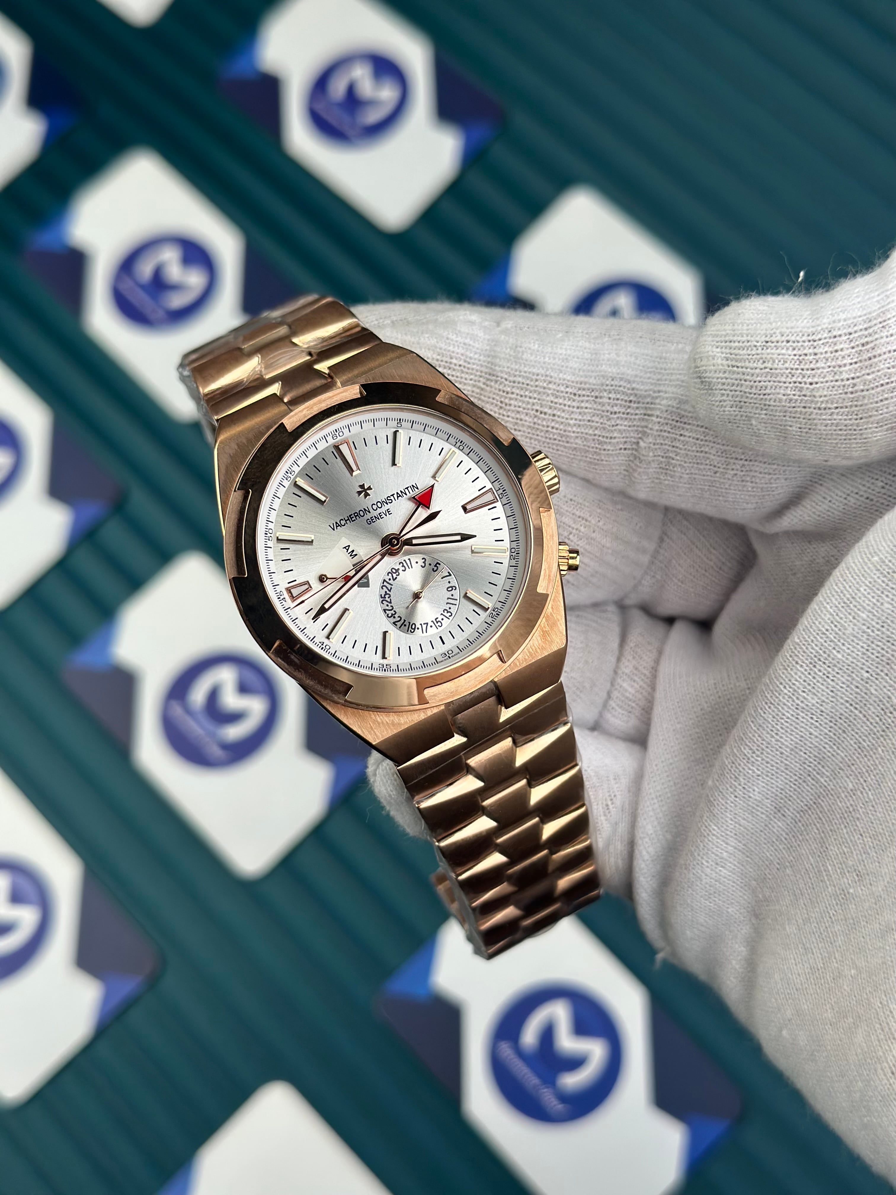 VACHERON CONSTANTIN WHITE OVERSEAS DUAL TIME ROSE