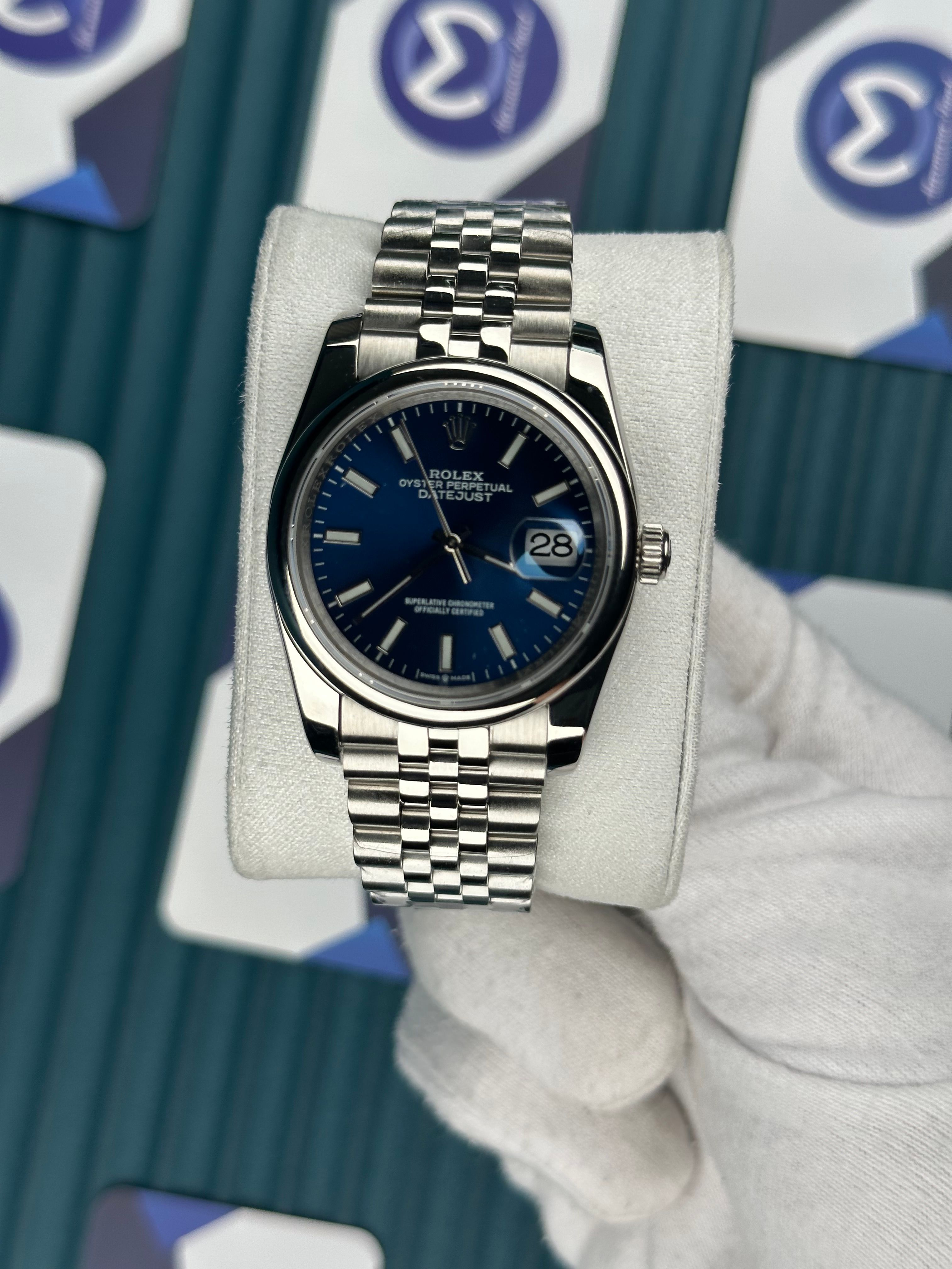 ROLEX 36 MAVİ KADRAN OVAL BEZEL SILVER JUBILEE