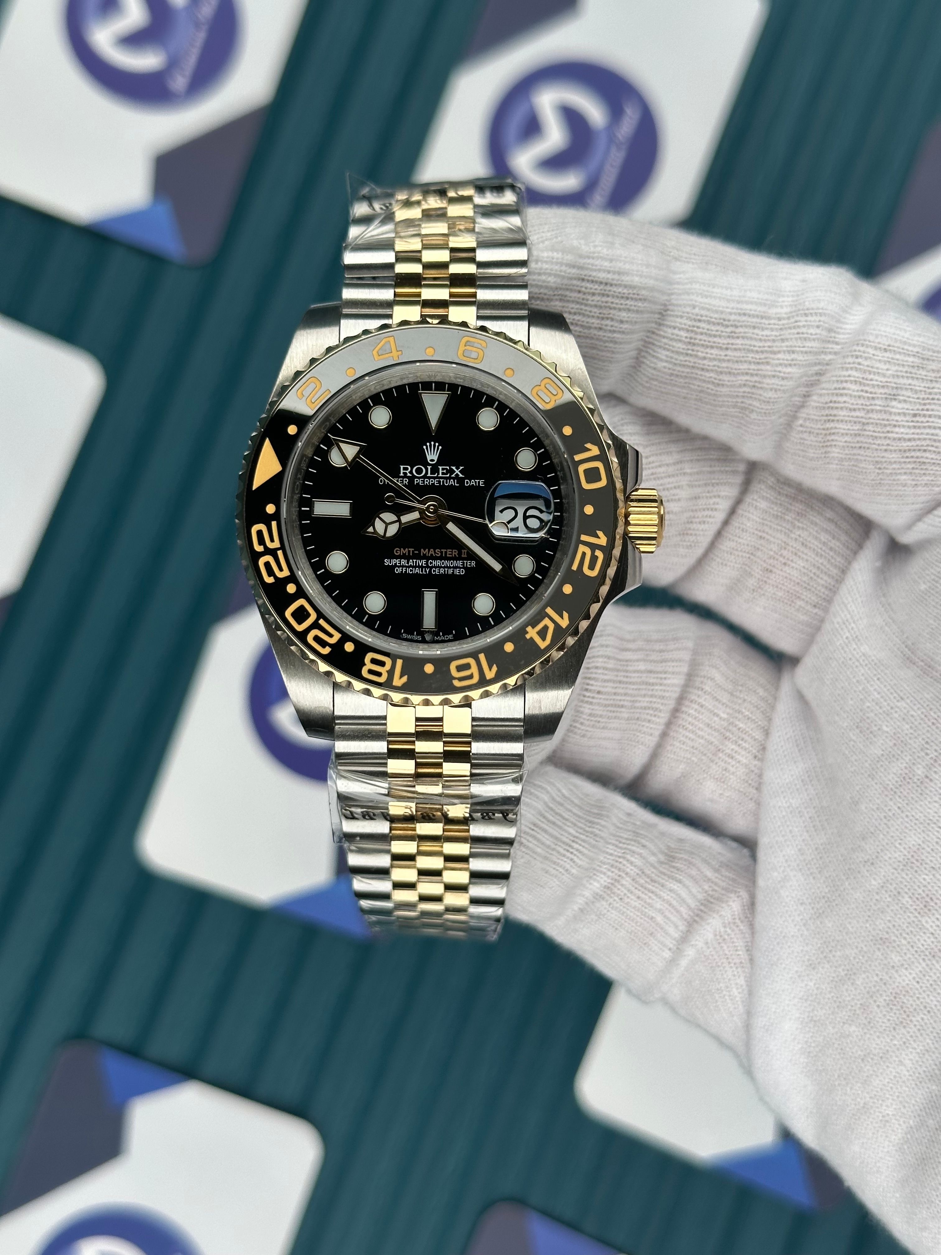 ROLEX GMT MASTER II ZOMBIE BLACK DIAL GOLD-SILVER JUBILE