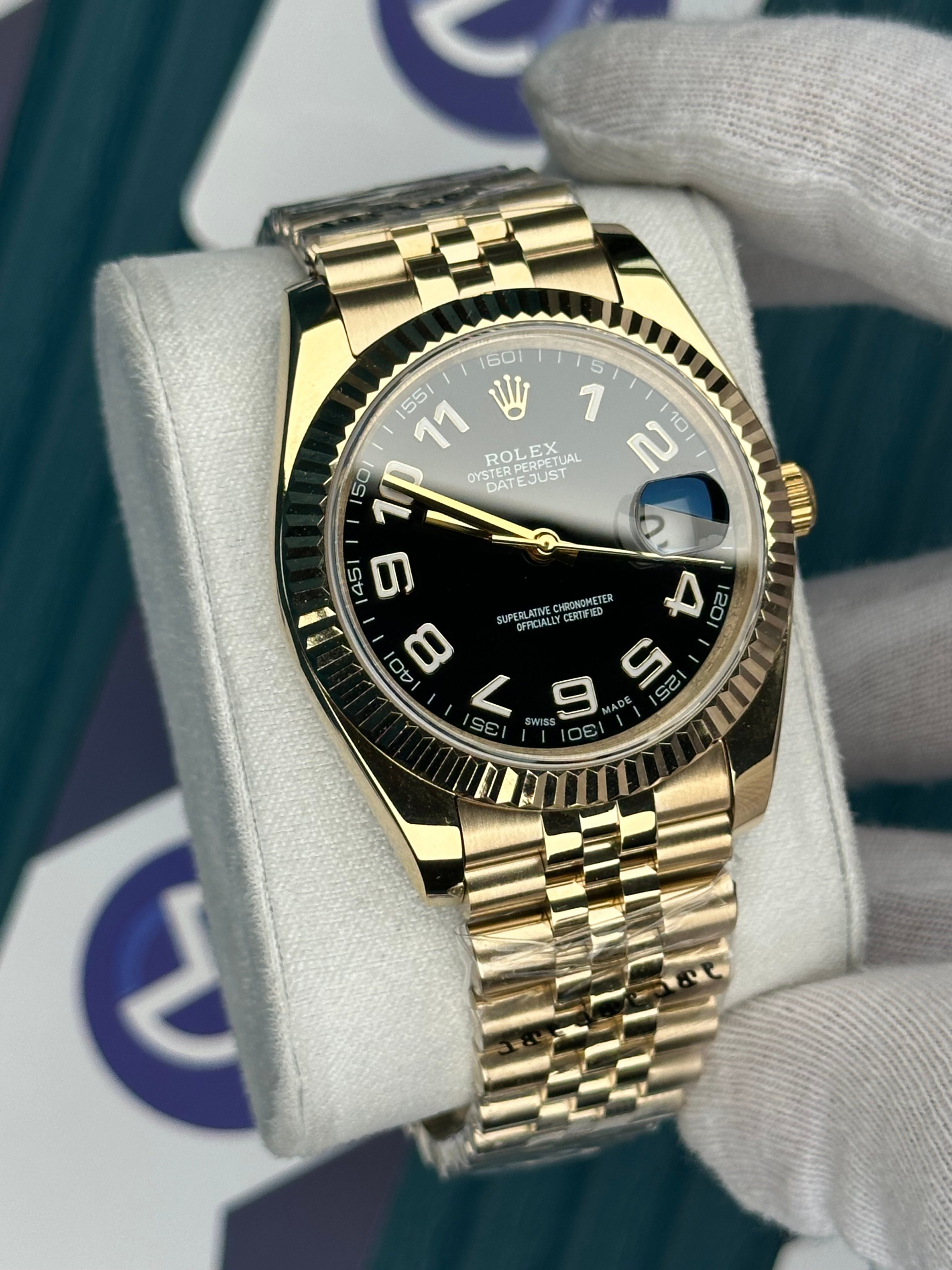 ROLEX DATEJUST BLACK DIAL GOLD JUBILE