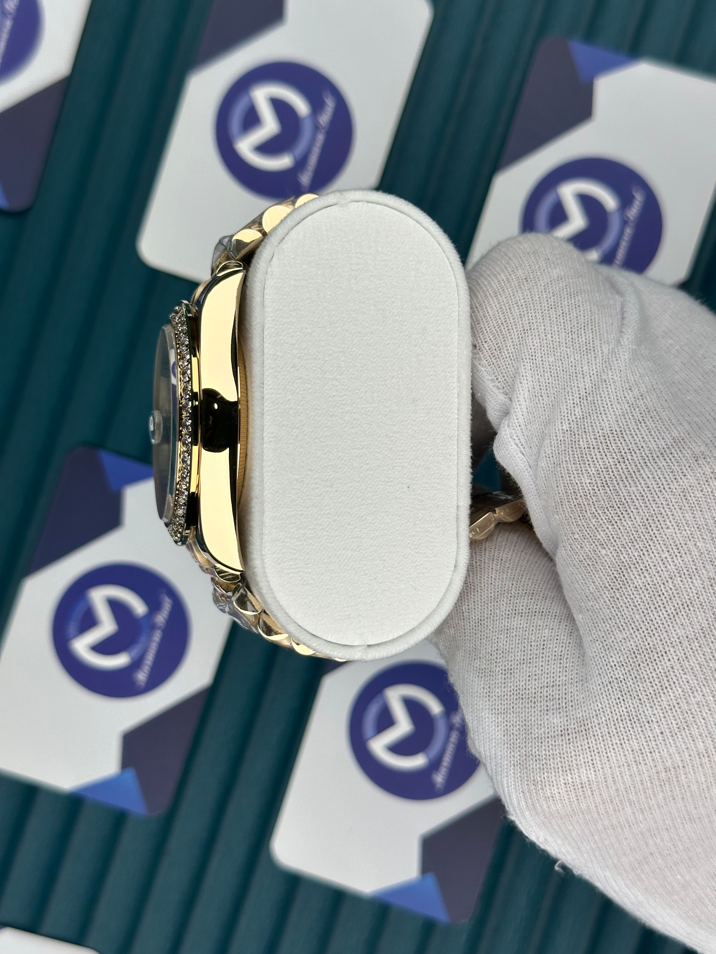 ROLEX DATEJUST DIAMOND BEZEL GOLD DIAL GOLD JUBILE