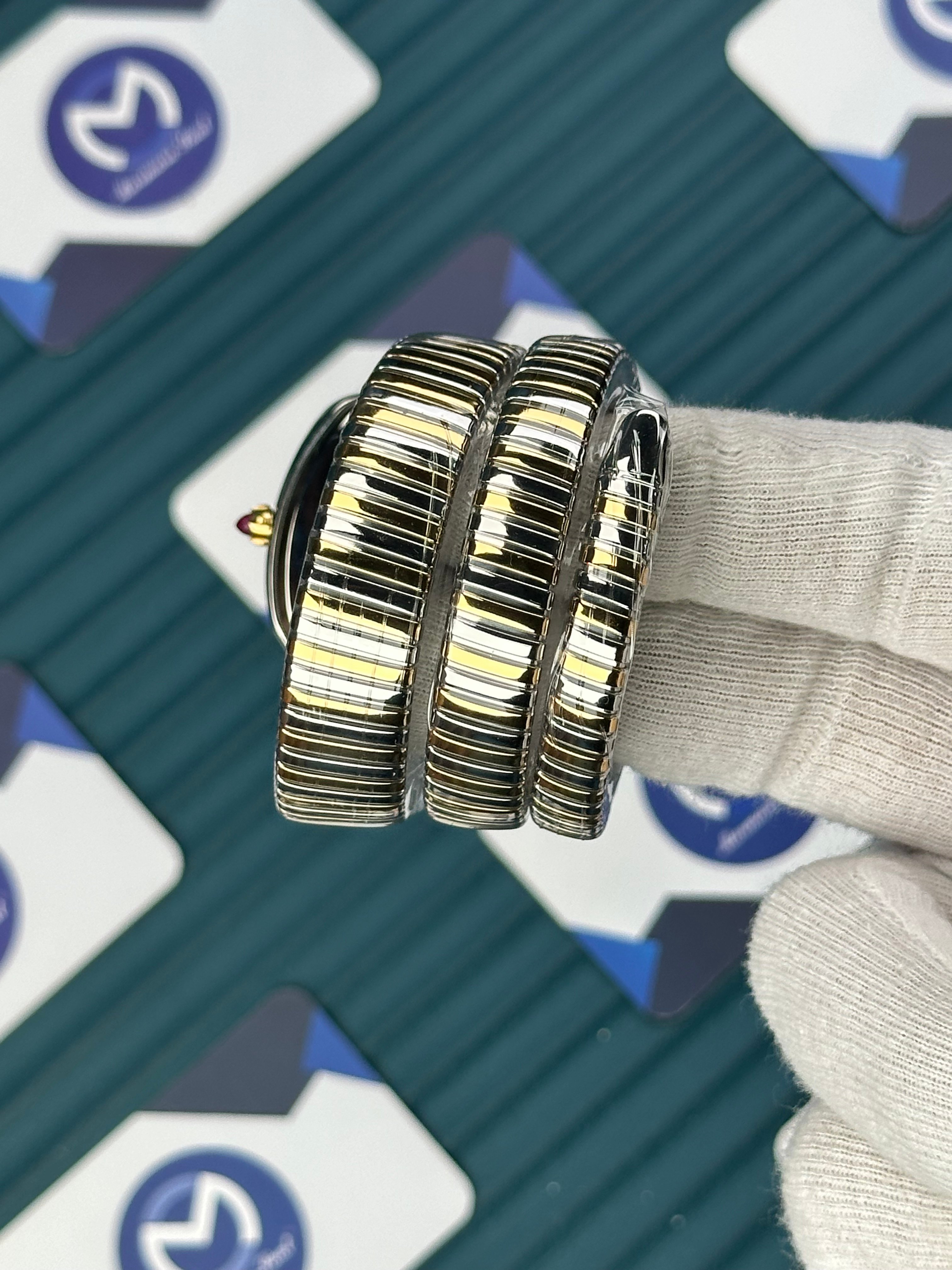 BVLGARI SERPENTI BLUE DIAL GOLD-SILVER LONG TUBOGAS