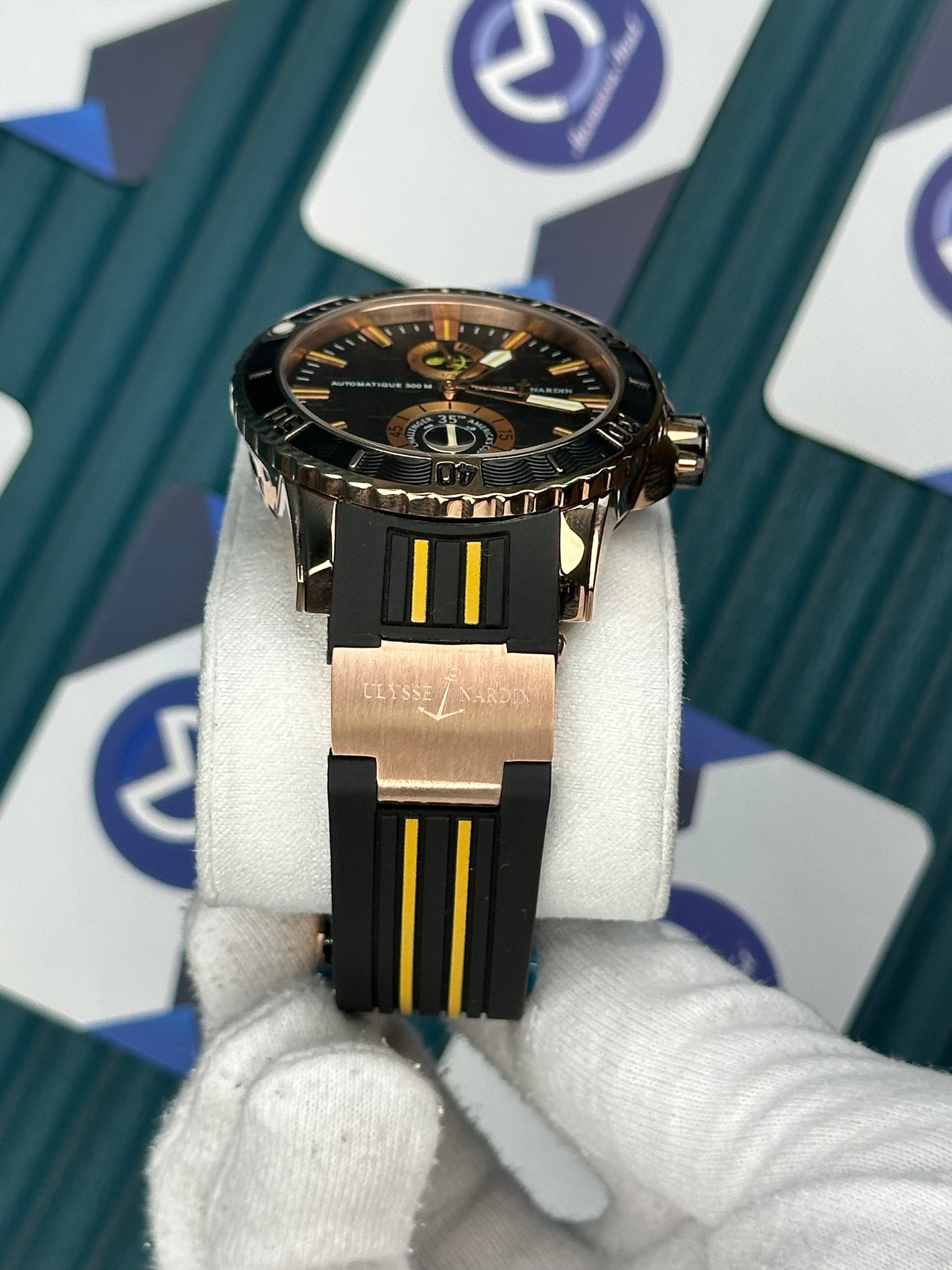Ulysse Nardin Rose Case Black Cord Yellow Line Chronograph Automatic