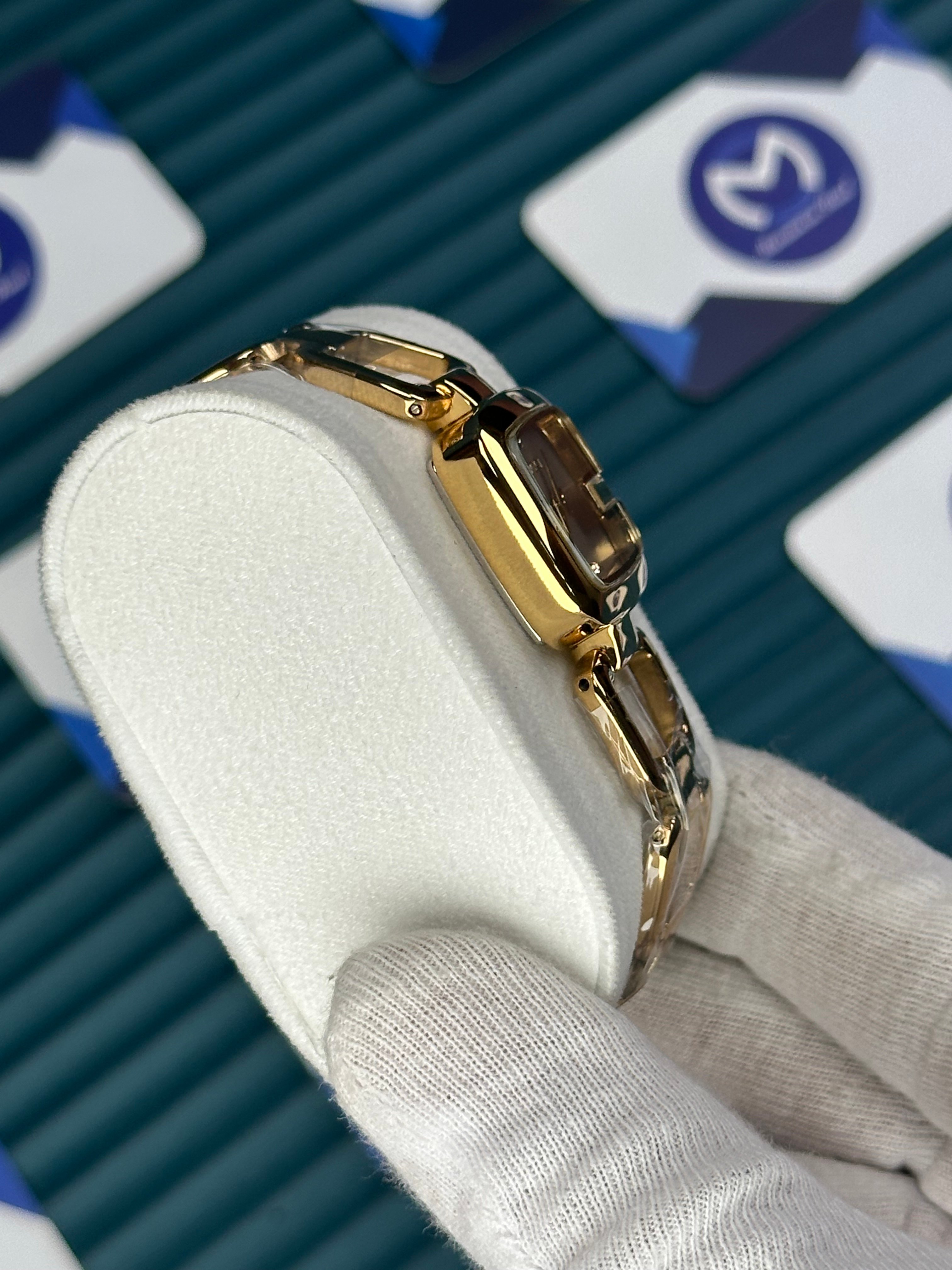 GUCCI WOMAN RING BRACELET WHITE DIAL DIAMOND INDEX GOLD CORD