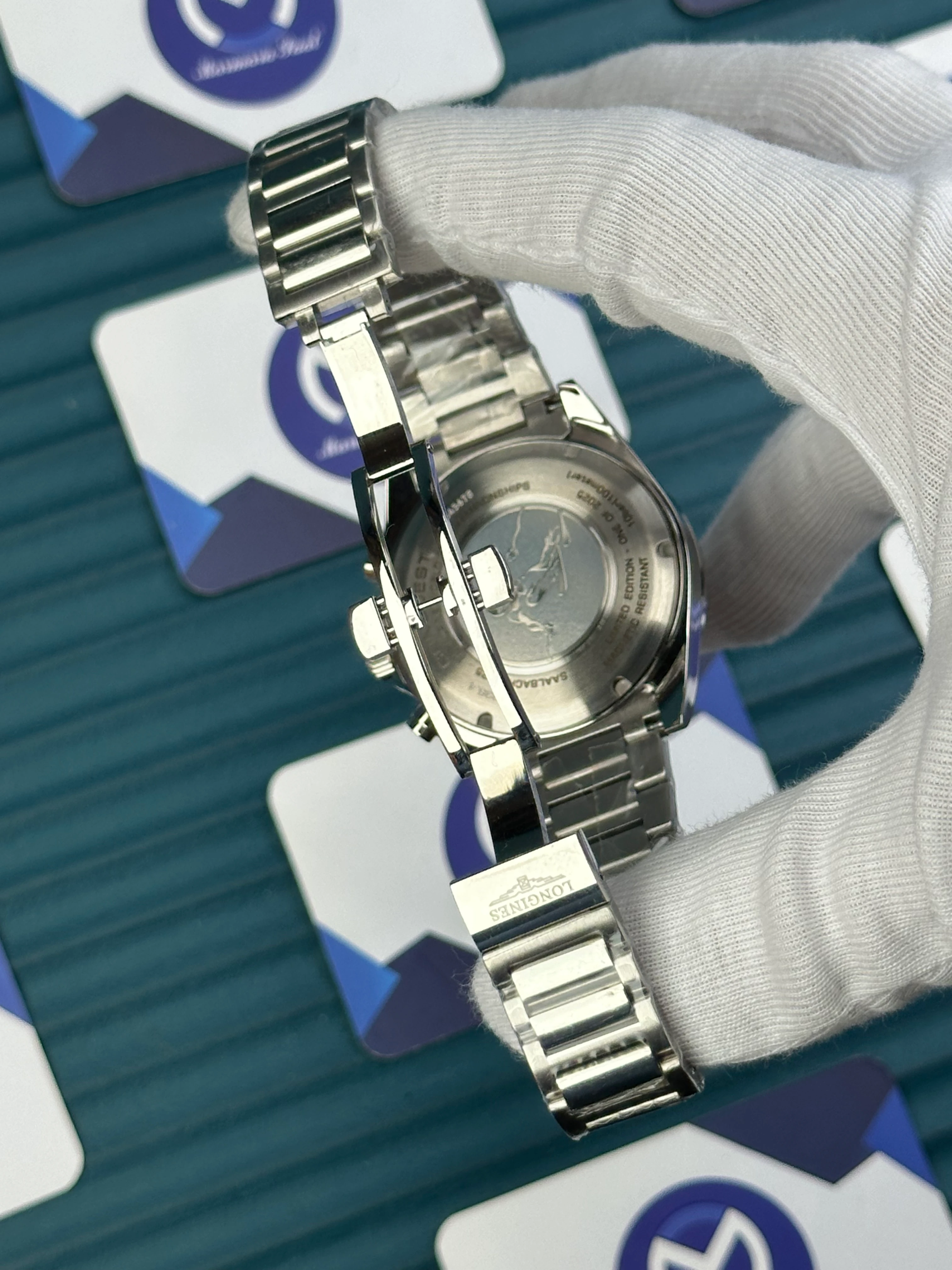 LONGINES CONQUEST CHRONOGRAPH AUTOMATIC BLACK DIAL SILVER 