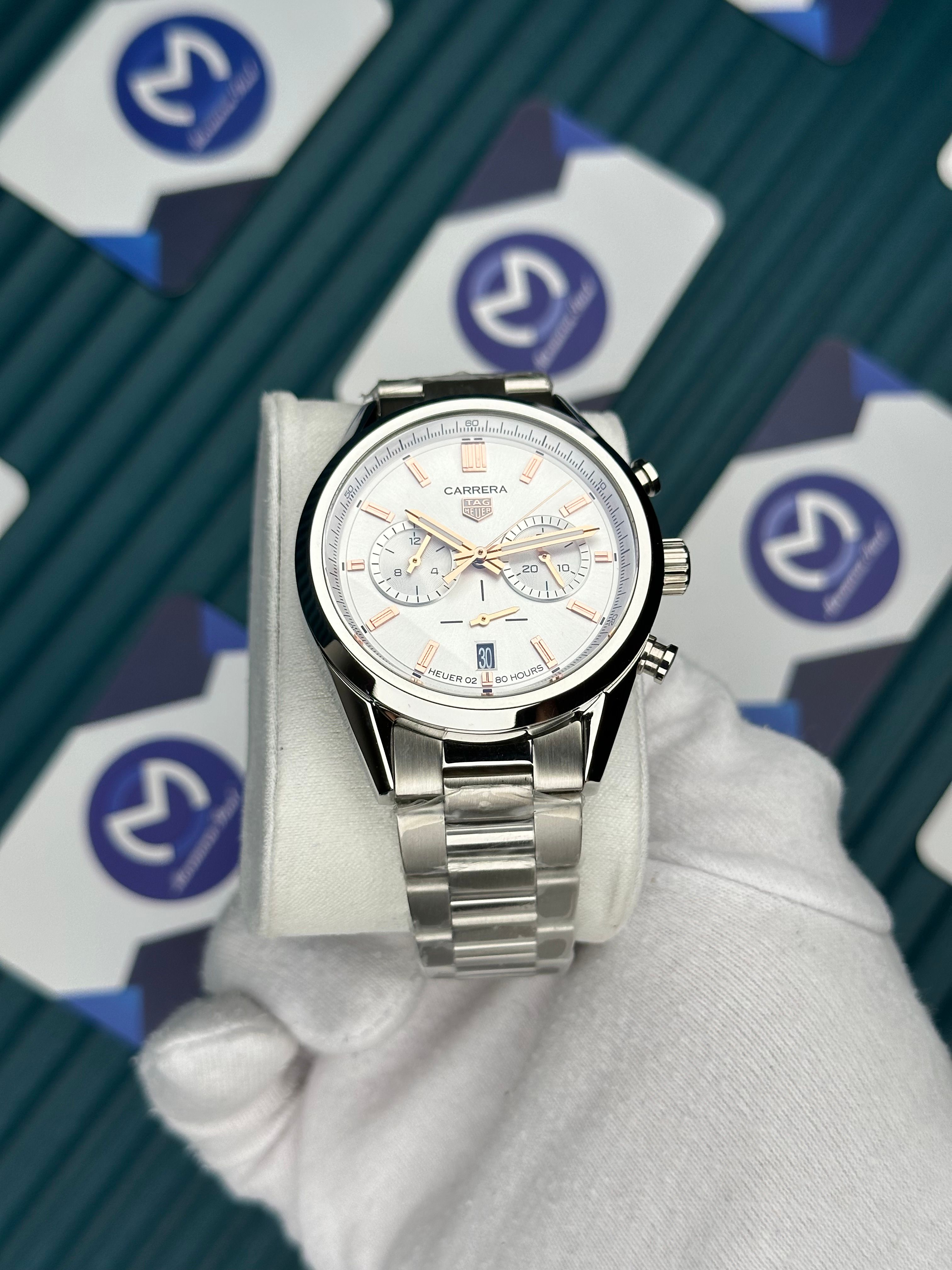 Tagheuer Carrera Silver Telemeter Heuer 2 Beyaz Kadran 