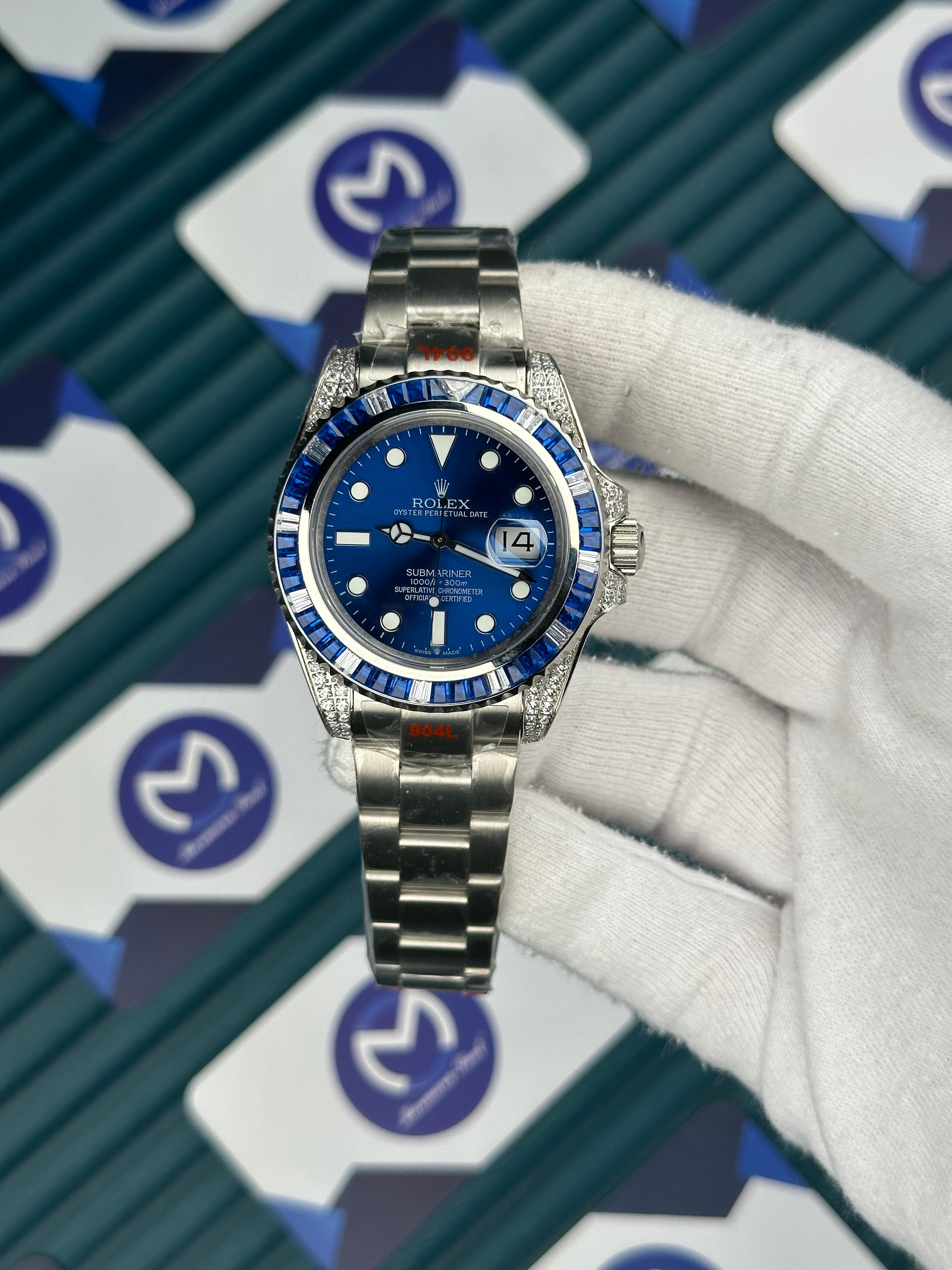 Rolex Submariner Mavi Beyaz Taşlı Bezel Mavi Kadran