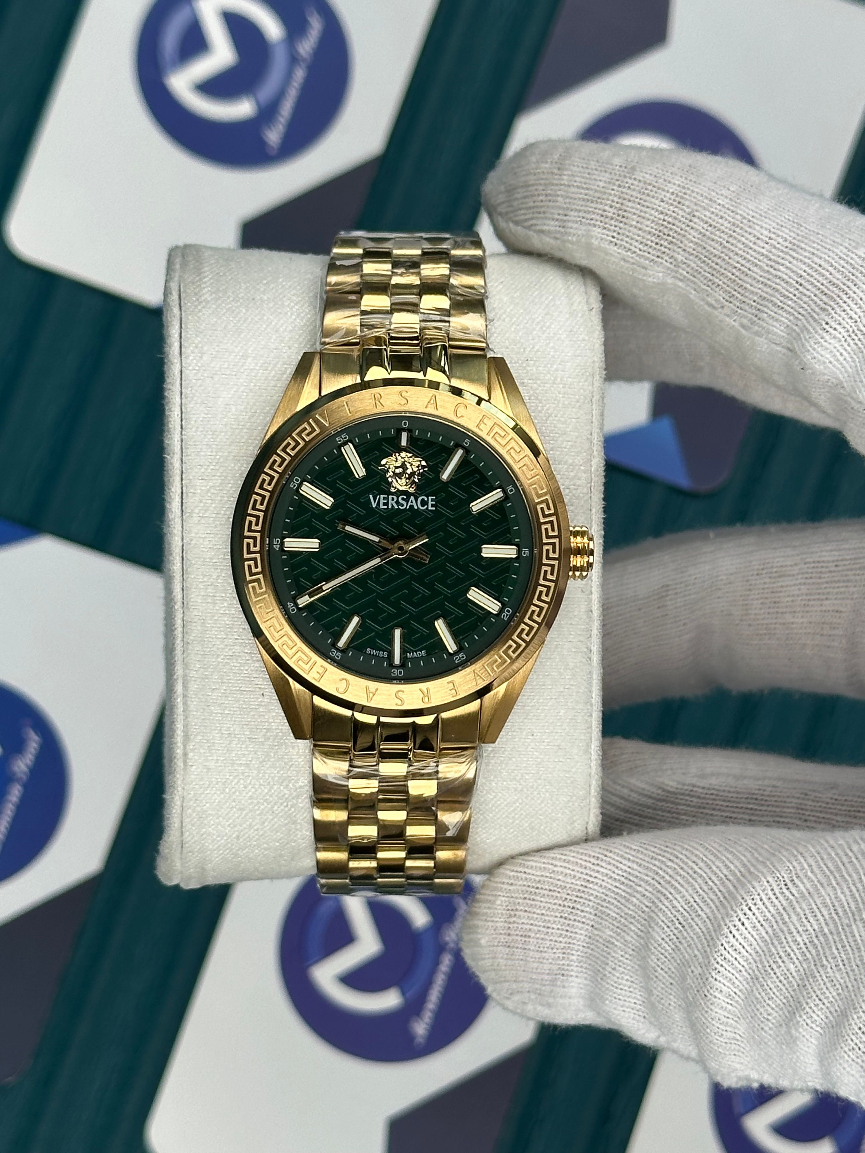 VERSACE 36 GREEN DIAL GOLD JUBILE