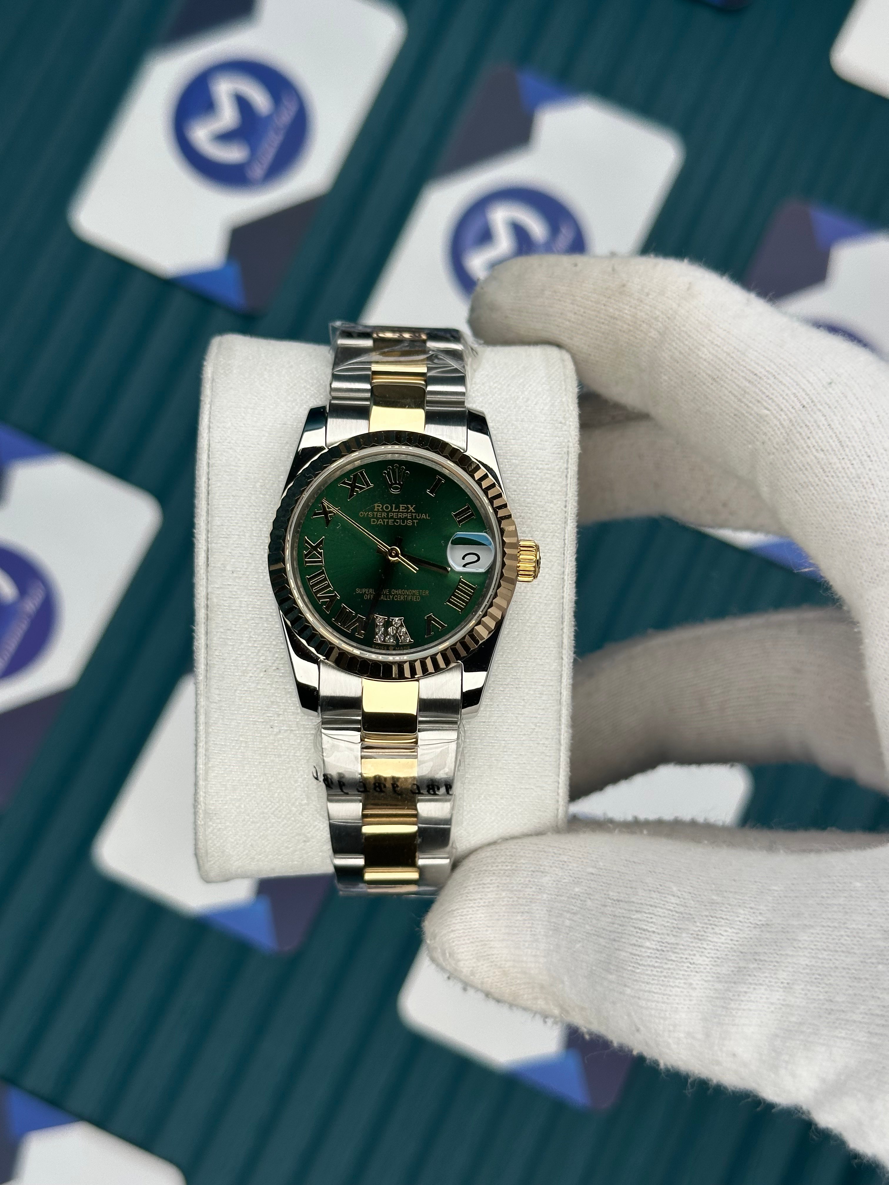 ROLEX 31 YEŞİL KADRAN ROMA INDEX GOLD-SILVER OYSTER