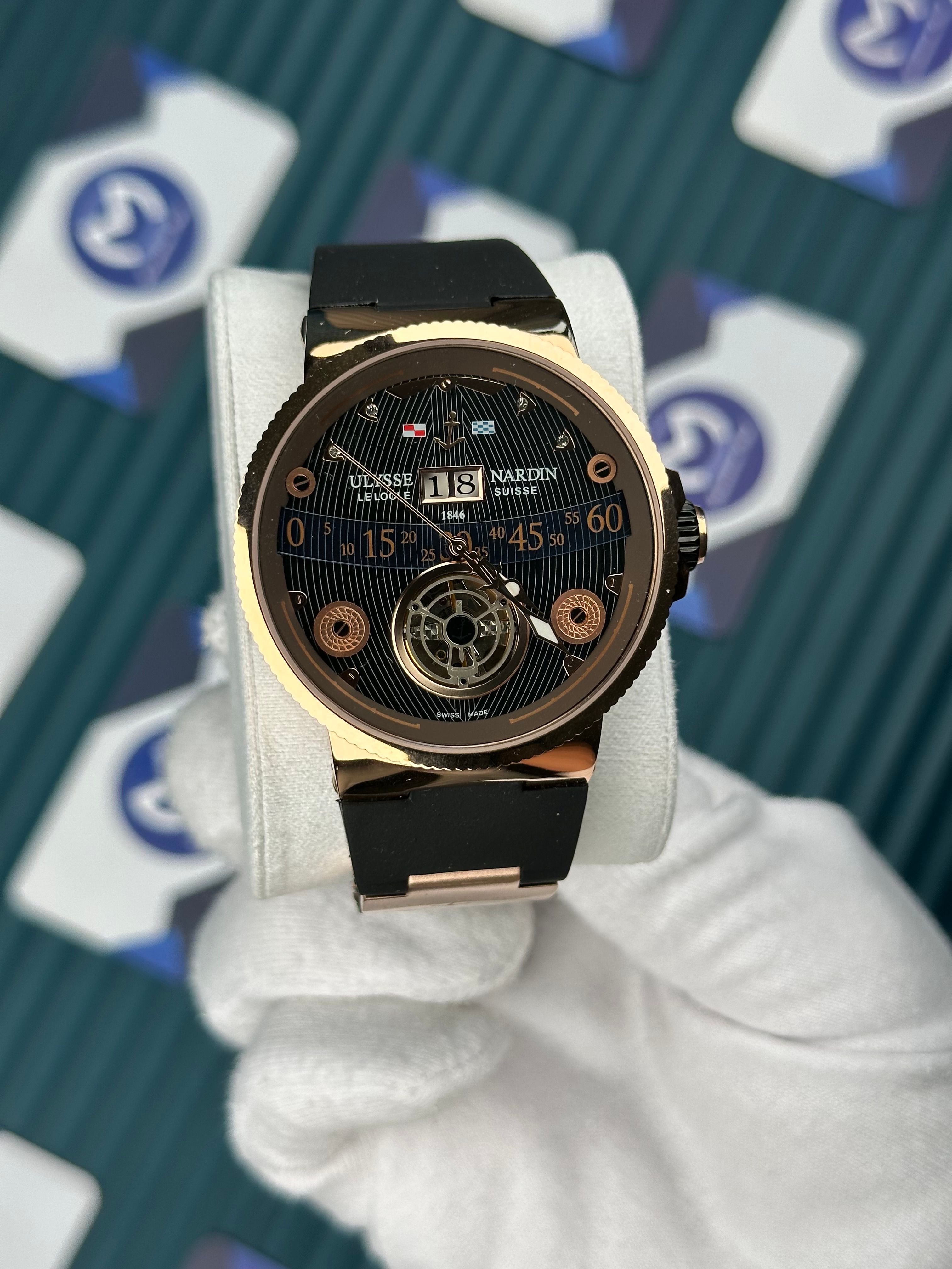 Ulysse Nardin Marine Rose Case Tourbillon Black Cord 