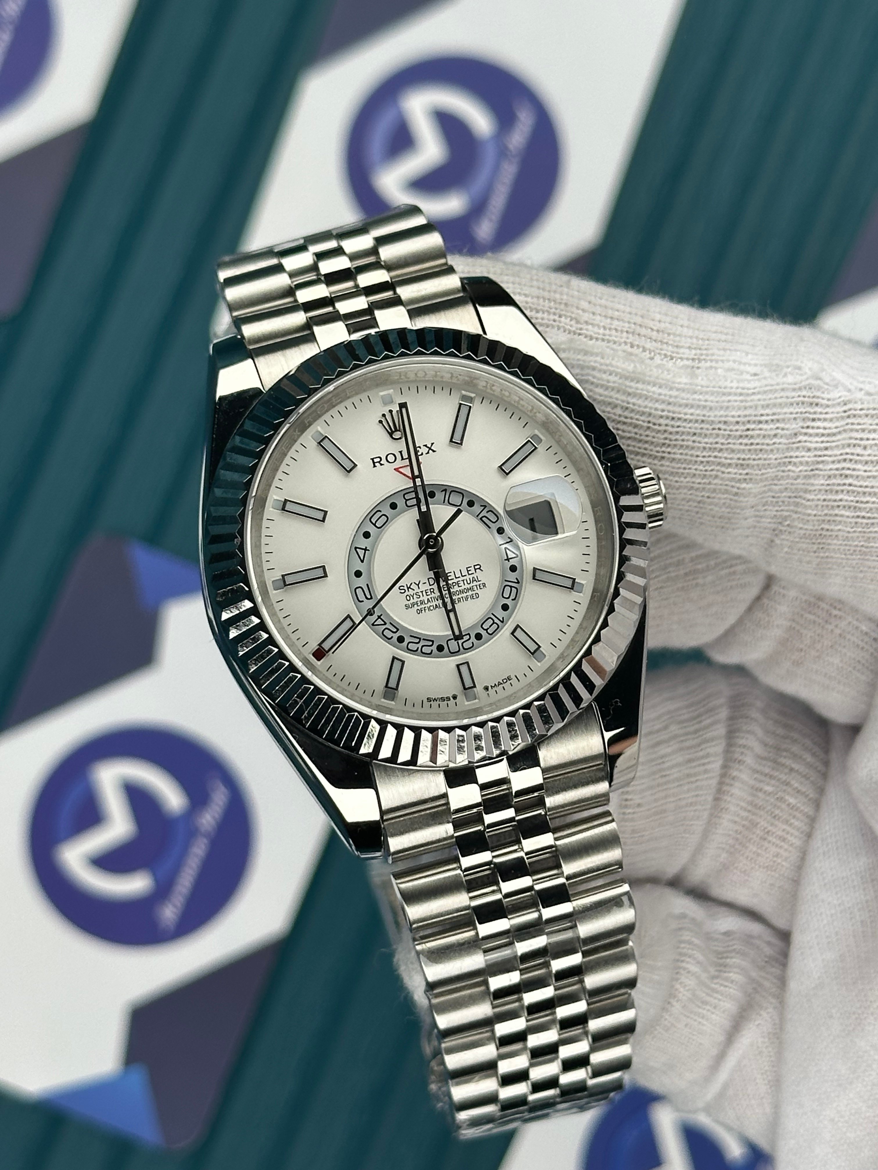 ROLEX SKYDWELLER WHITE DIAL SILVER JUBILE