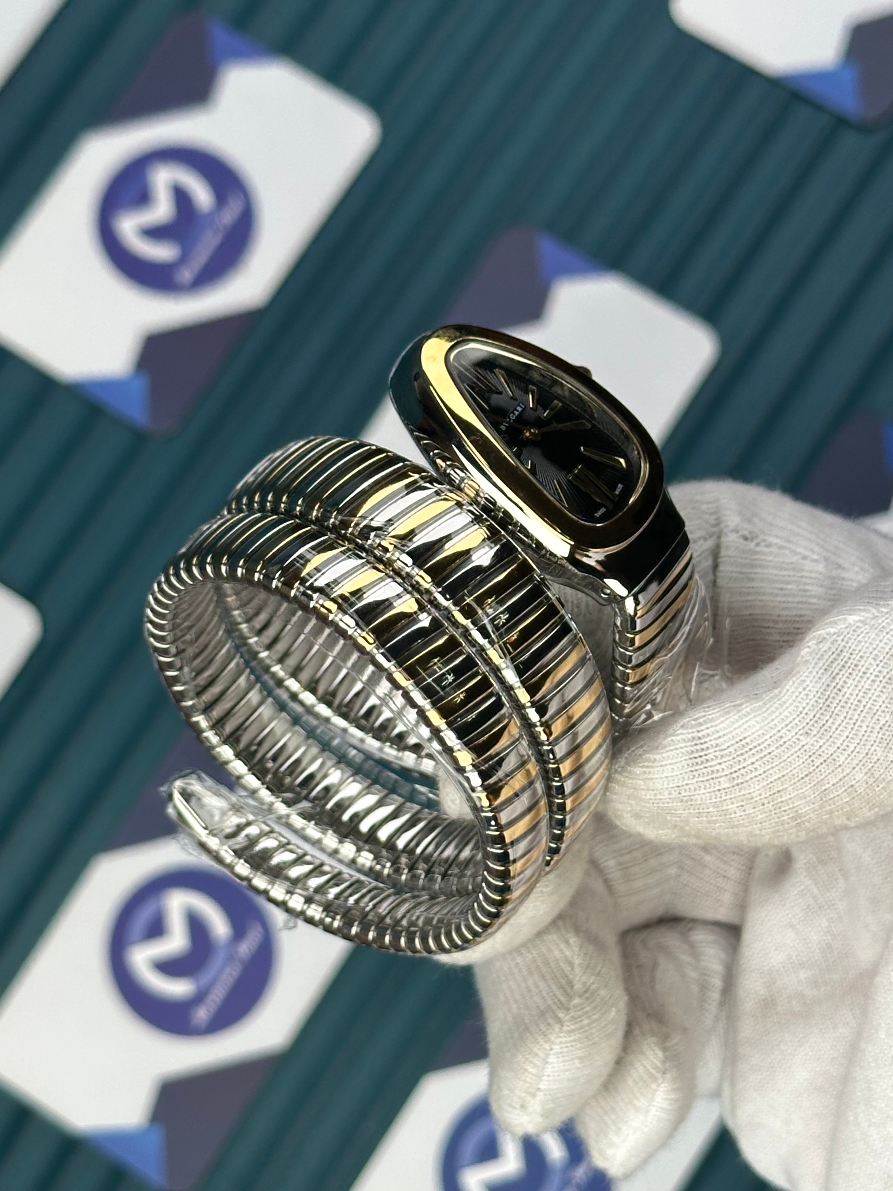 BVLGARI SERPENTI BLACK DIAL GOLD-SILVER LONG TUBOGAS