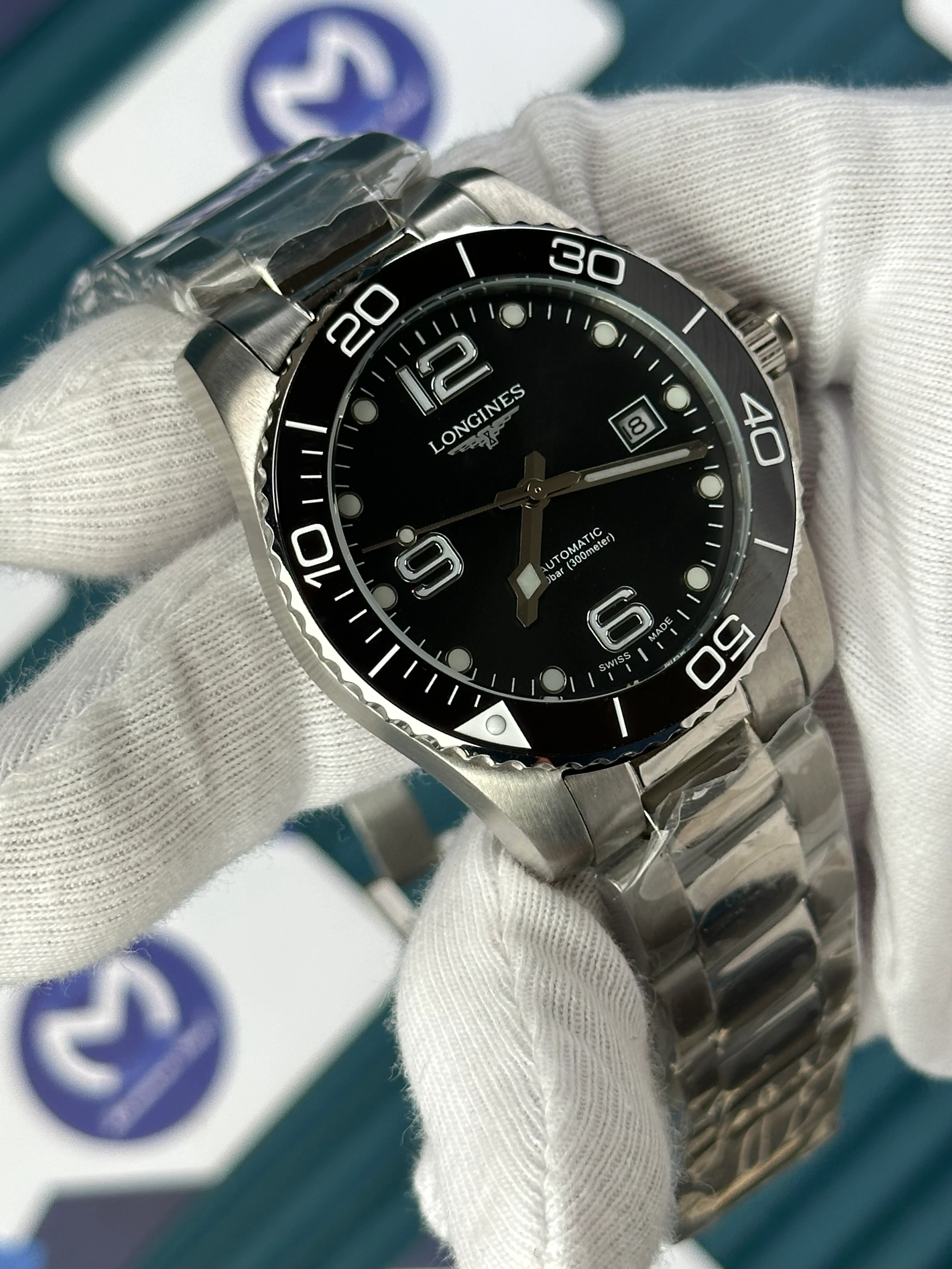 LONGINES HYDROCONQUEST AUTOMATIC BLACK DIAL SILVER 