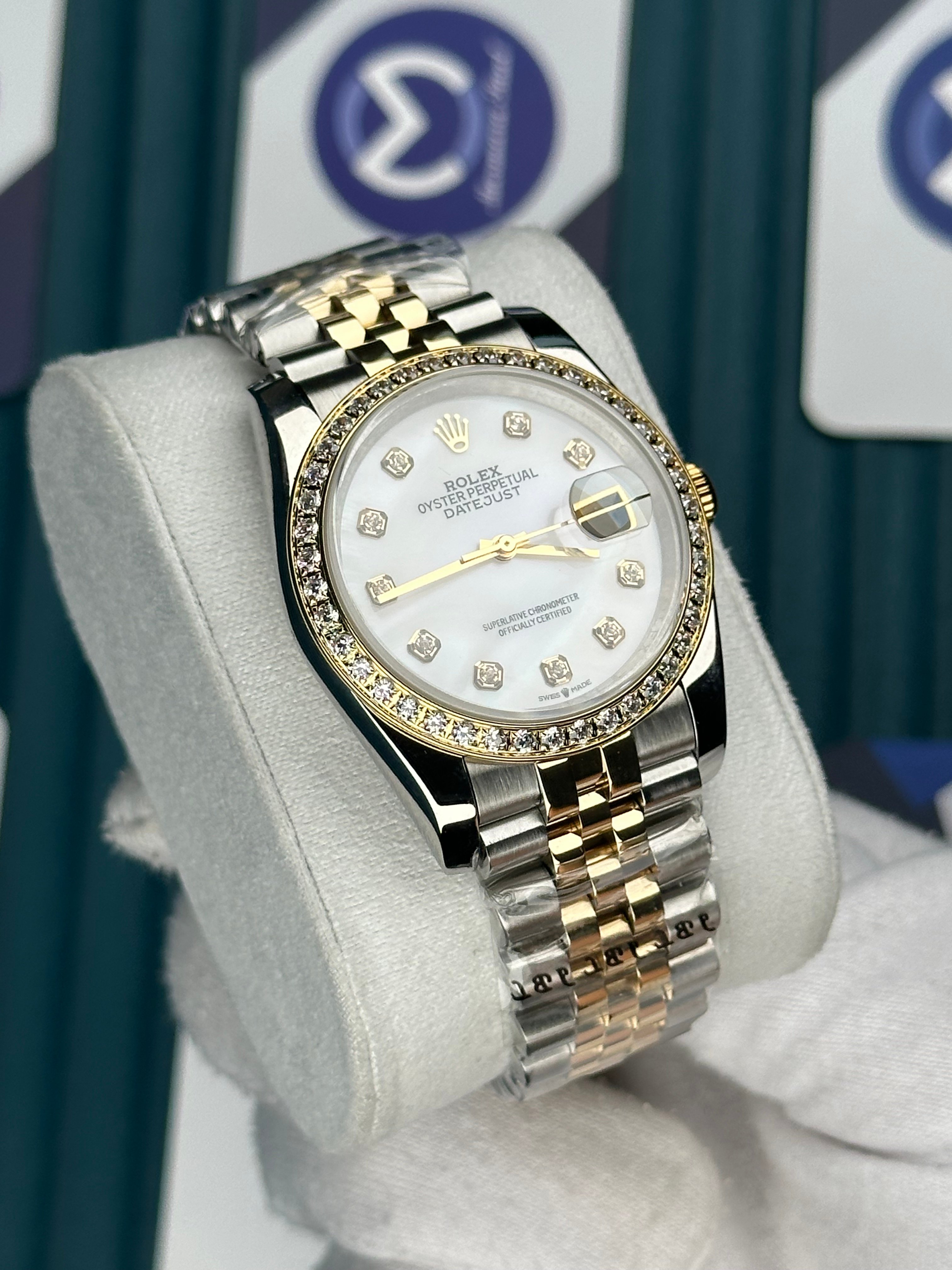 ROLEX 36 BEYAZ KADRAN PIRLANTA BEZEL INDEX GOLD-SILVER JUBILEE