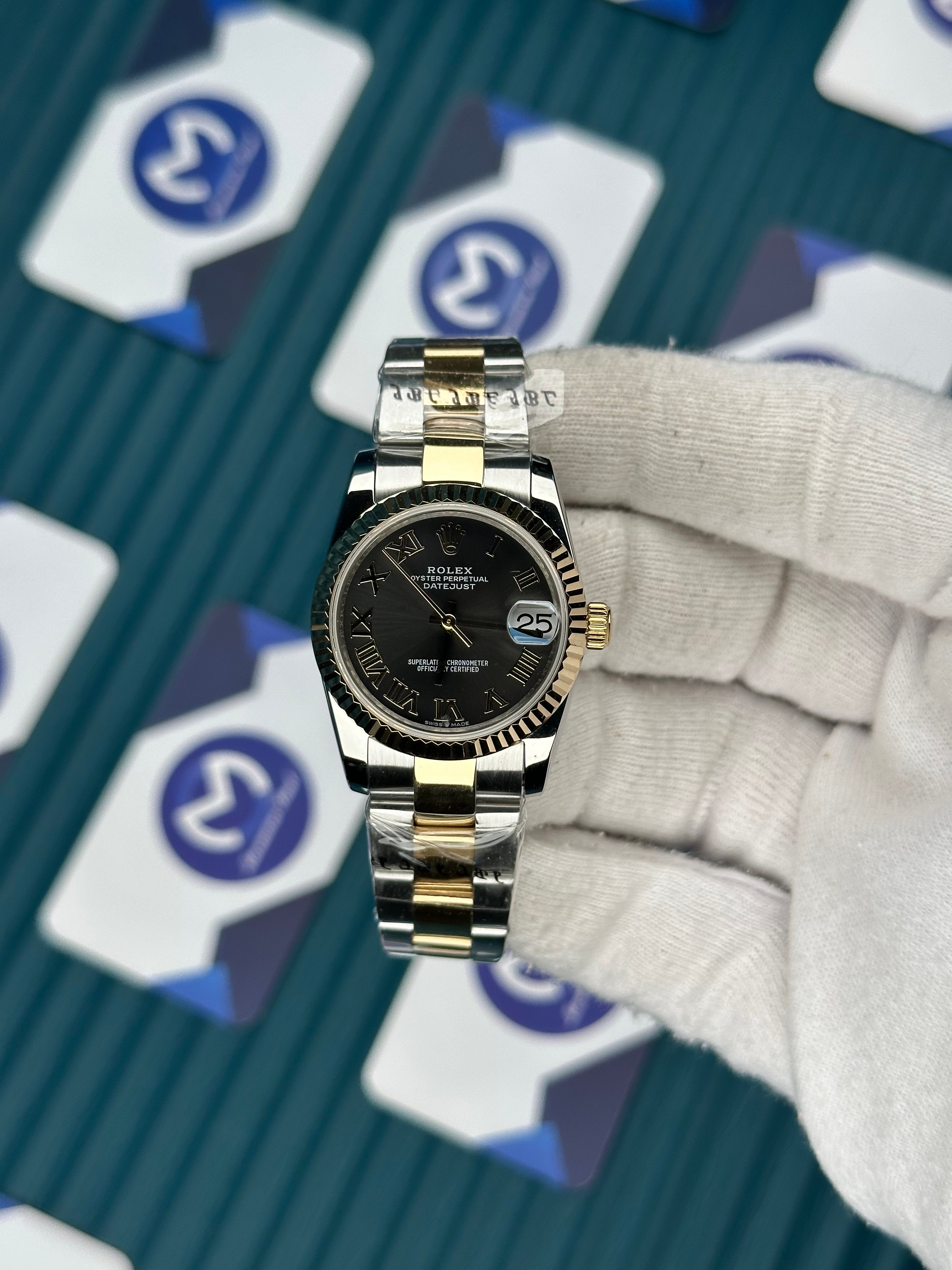 ROLEX 31 GRİ KADRAN ROMA INDEX GOLD-SILVER OYSTER
