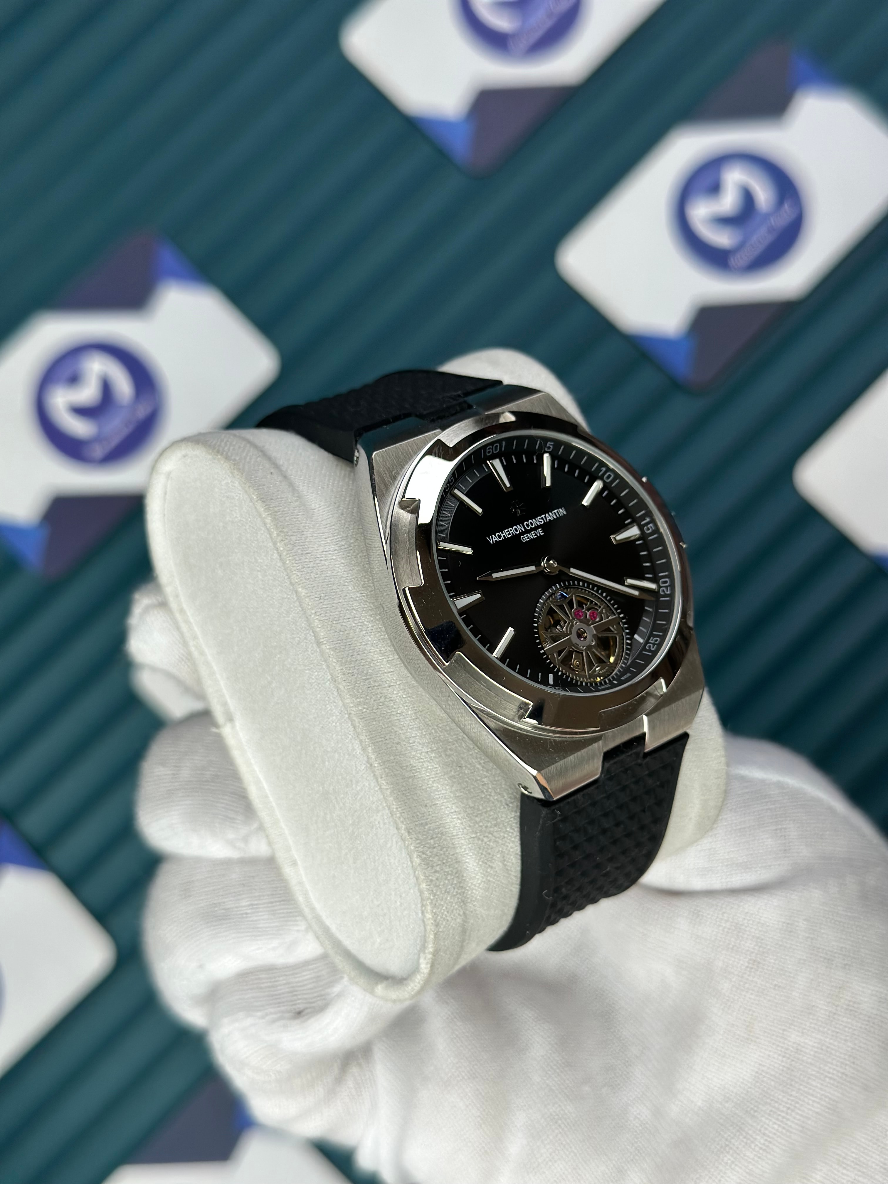 VACHERON CONSTANTIN BLACK DIAL TOURBILLON OVERSEAS BLACK RUBBER