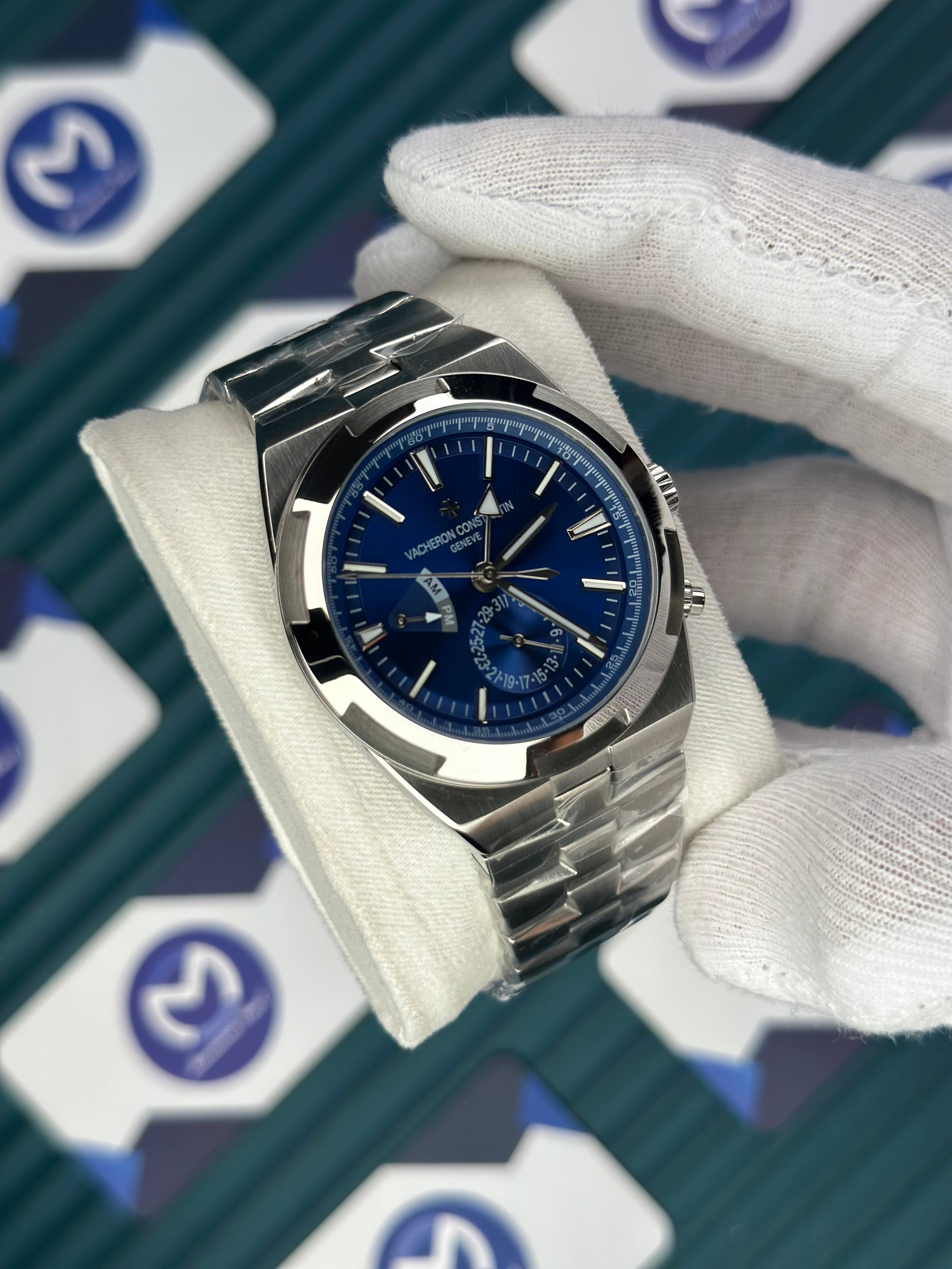 VACHERON CONSTANTIN BLUE OVERSEAS DUAL TIME SILVER