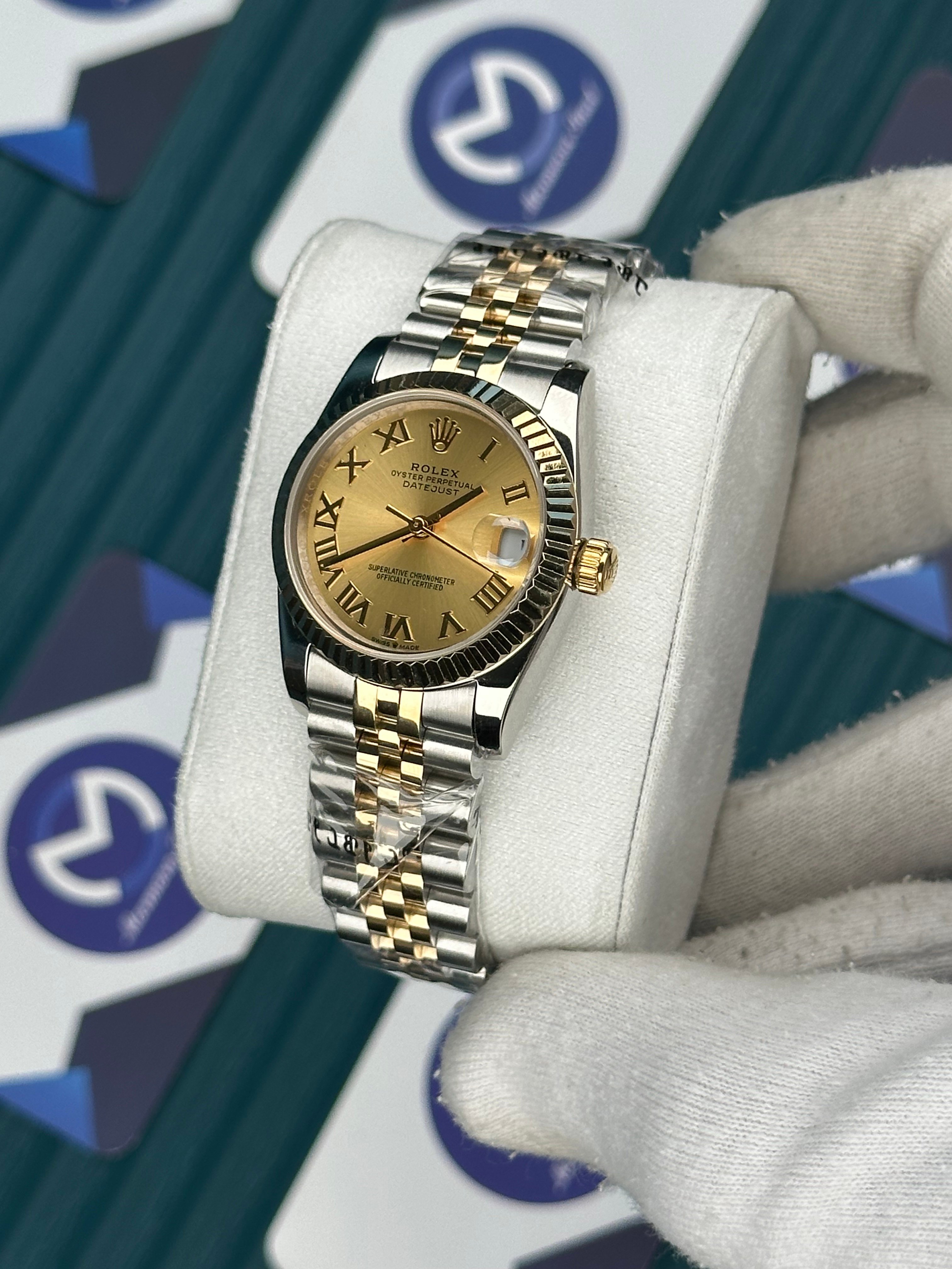 ROLEX 31 CHAMPAGNE DIAL ROMA INDEX GOLD-SILVER JUBILEE