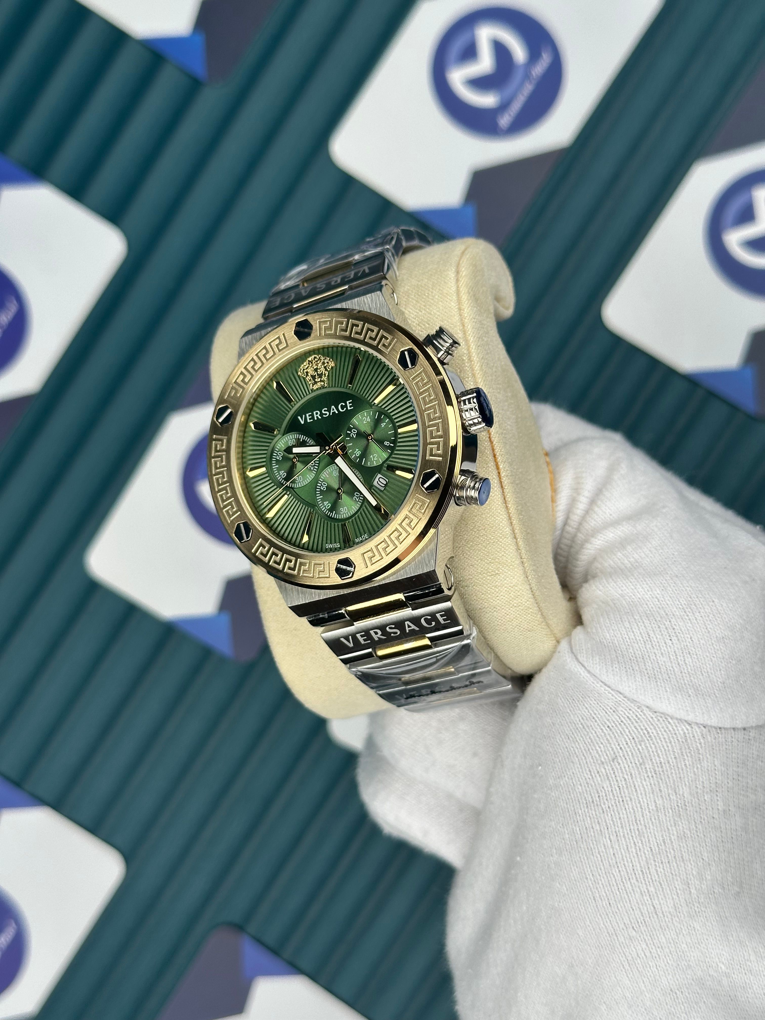 Versace Gold-Silver Yeşil Kadran Fonksiyonlu