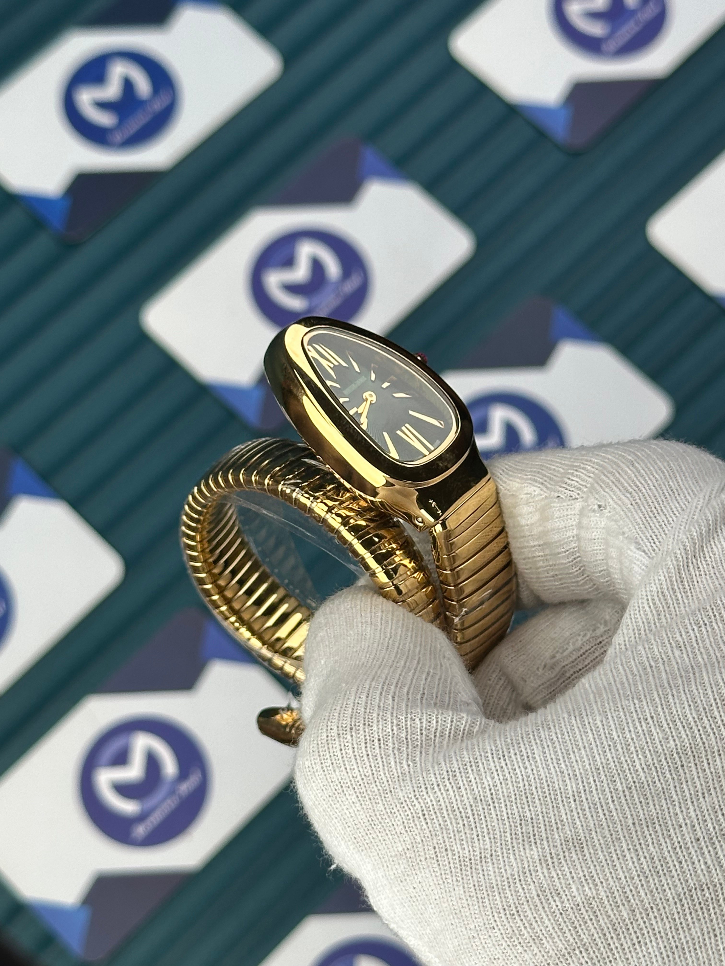 BVLGARI SERPENTI GREEN DIAL GOLD SHORT TUBOGAS