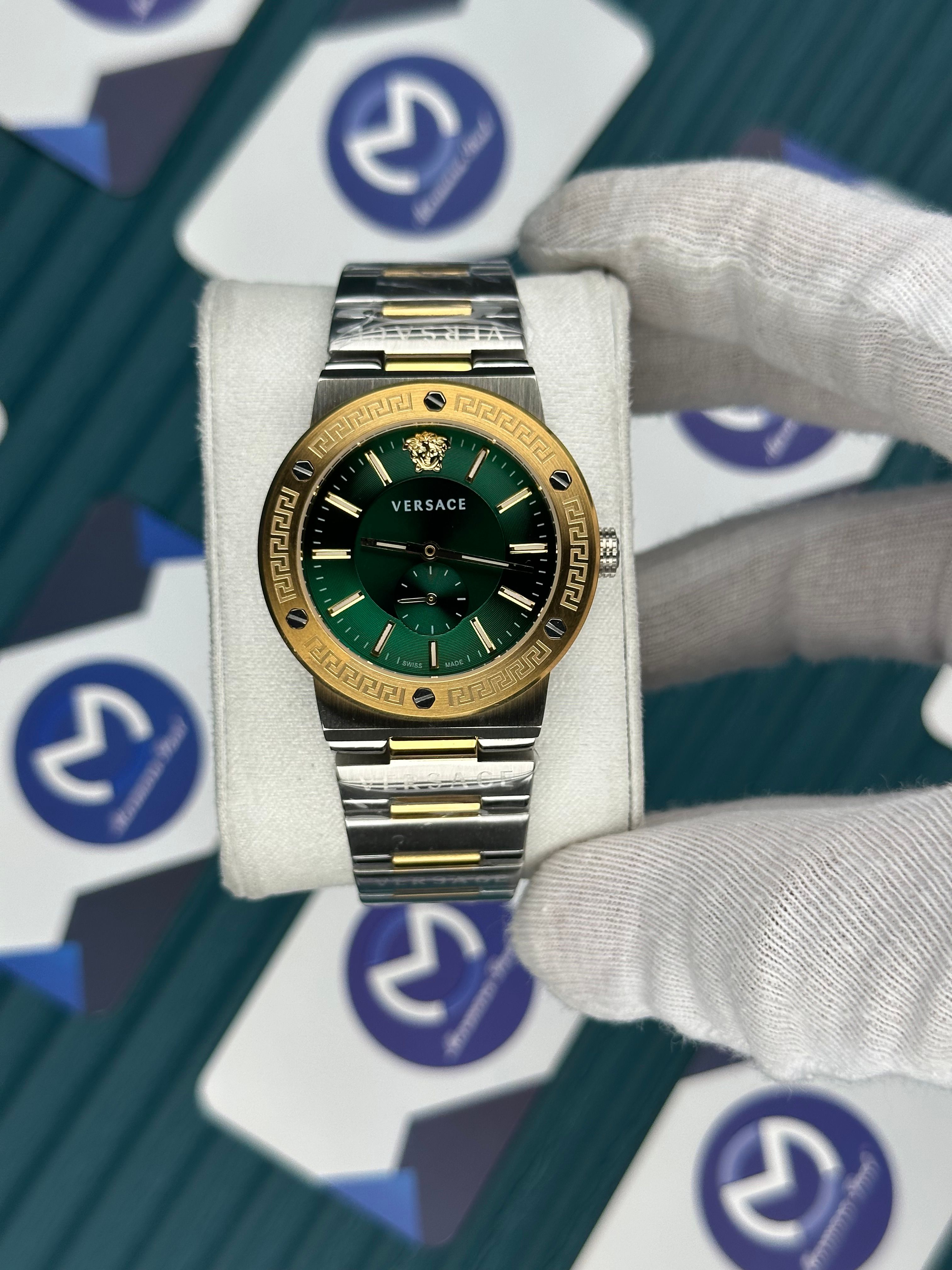 VERSACE 36 GREEN CHRONOMETER DIAL GOLD-SILVER