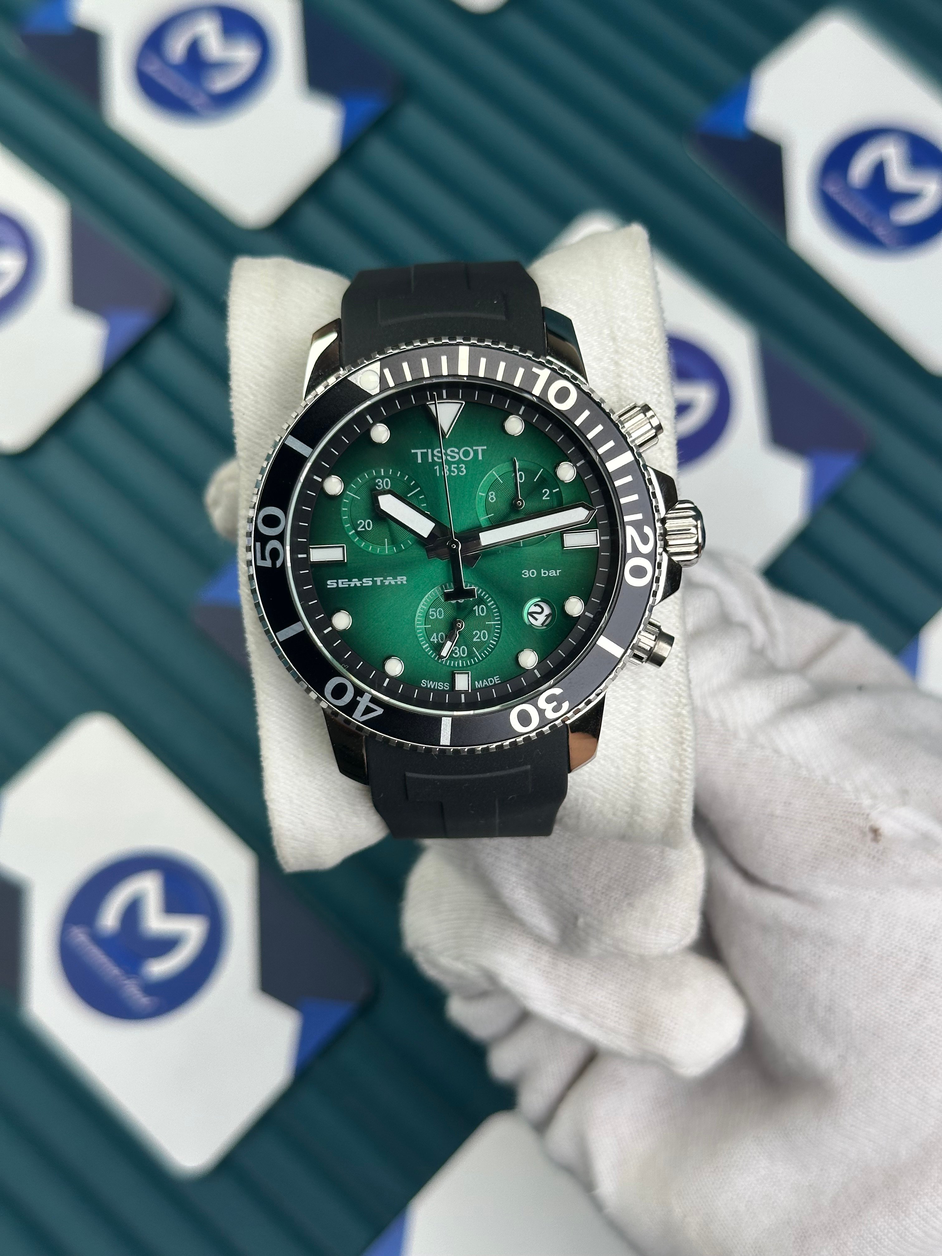 TISSOT PRX-T GREEN DIAL BLACK RUBBER 