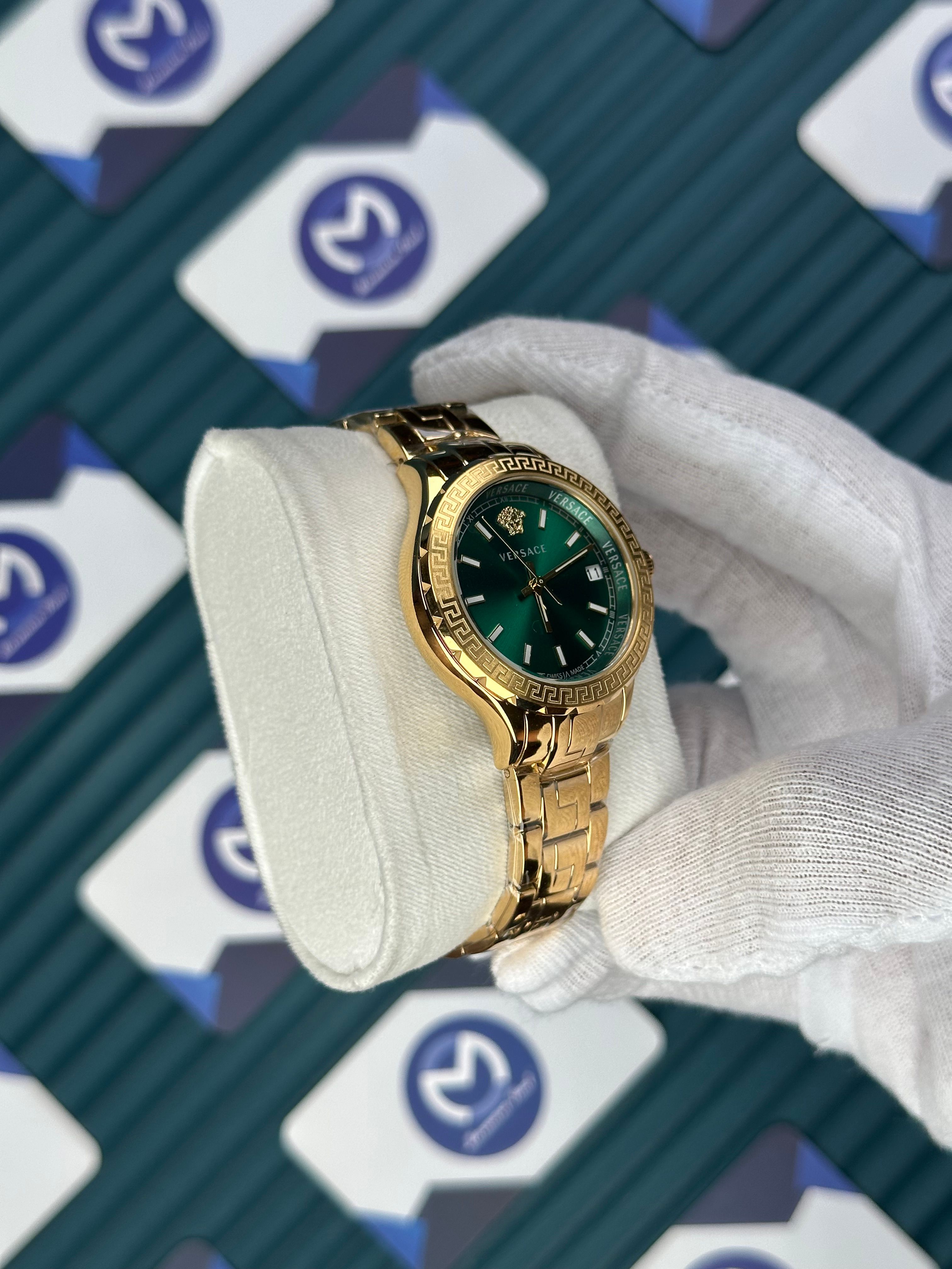 VERSACE 36 GREEN DIAL GOLD CORD 
