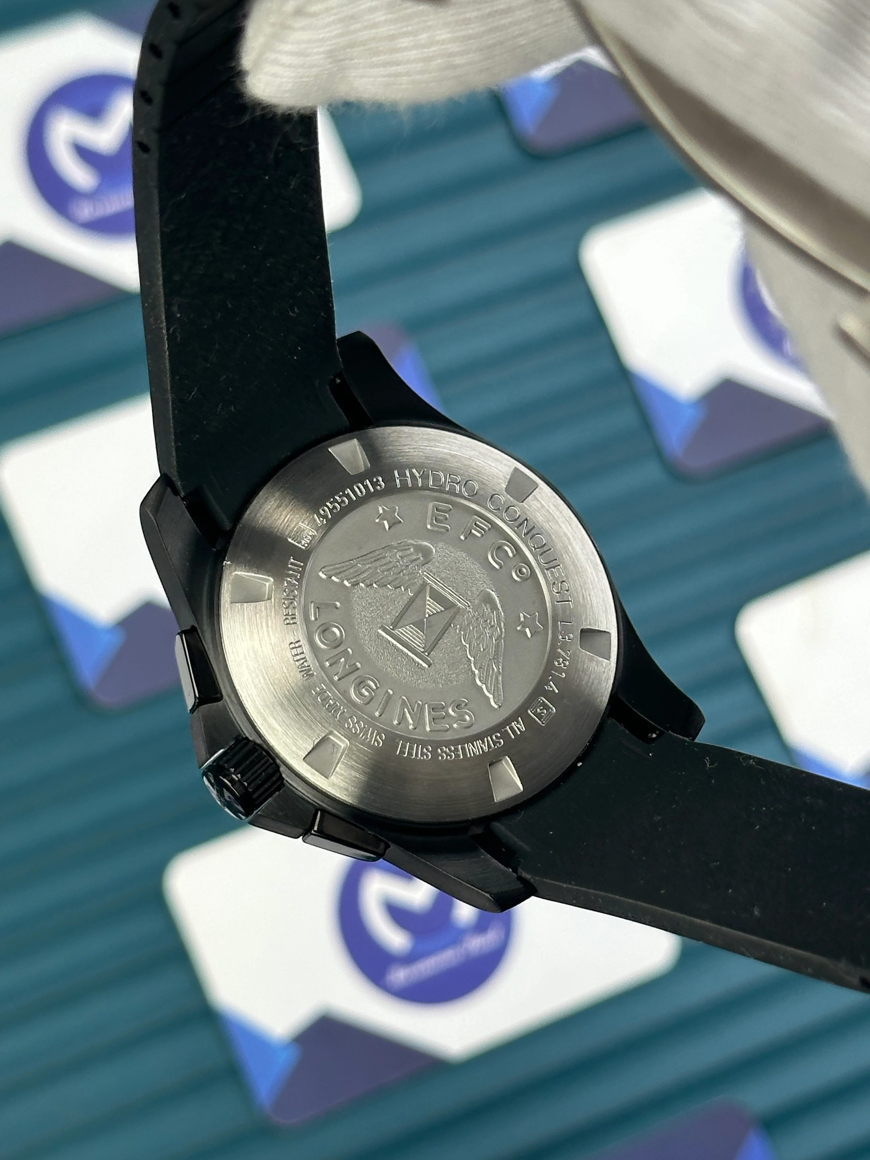 LONGINES HYDROCONQUEST AUTOMATIC BLACK DIAL CHRONOGRAPH BLACK RUBBER 