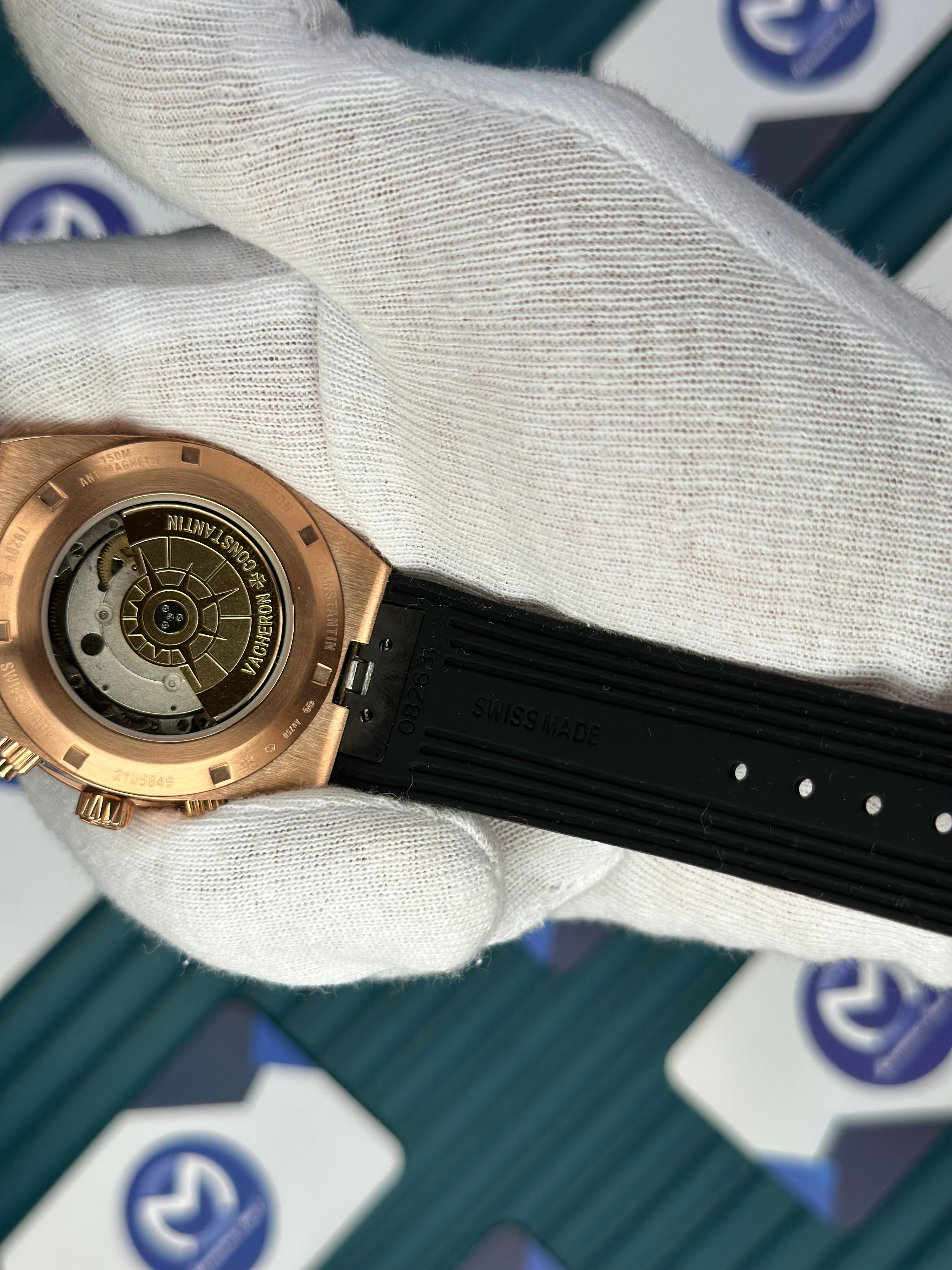 VACHERON CONSTANTIN BLACK DIAL ROSE CASE OVERSEAS BLACK RUBBER 