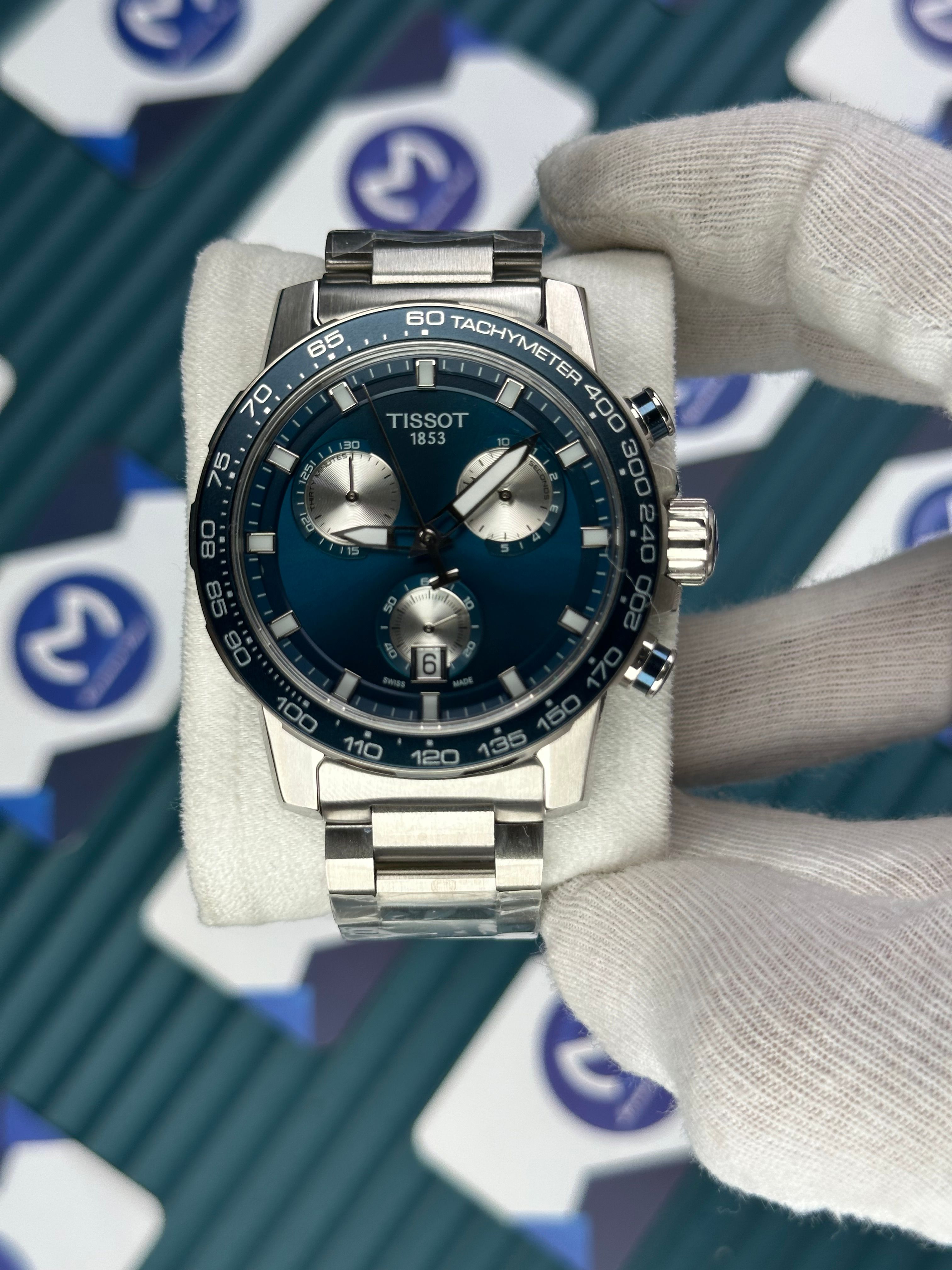 TISSOT SUPERSPORT CHRONO BLUE DIAL SILVER CORD