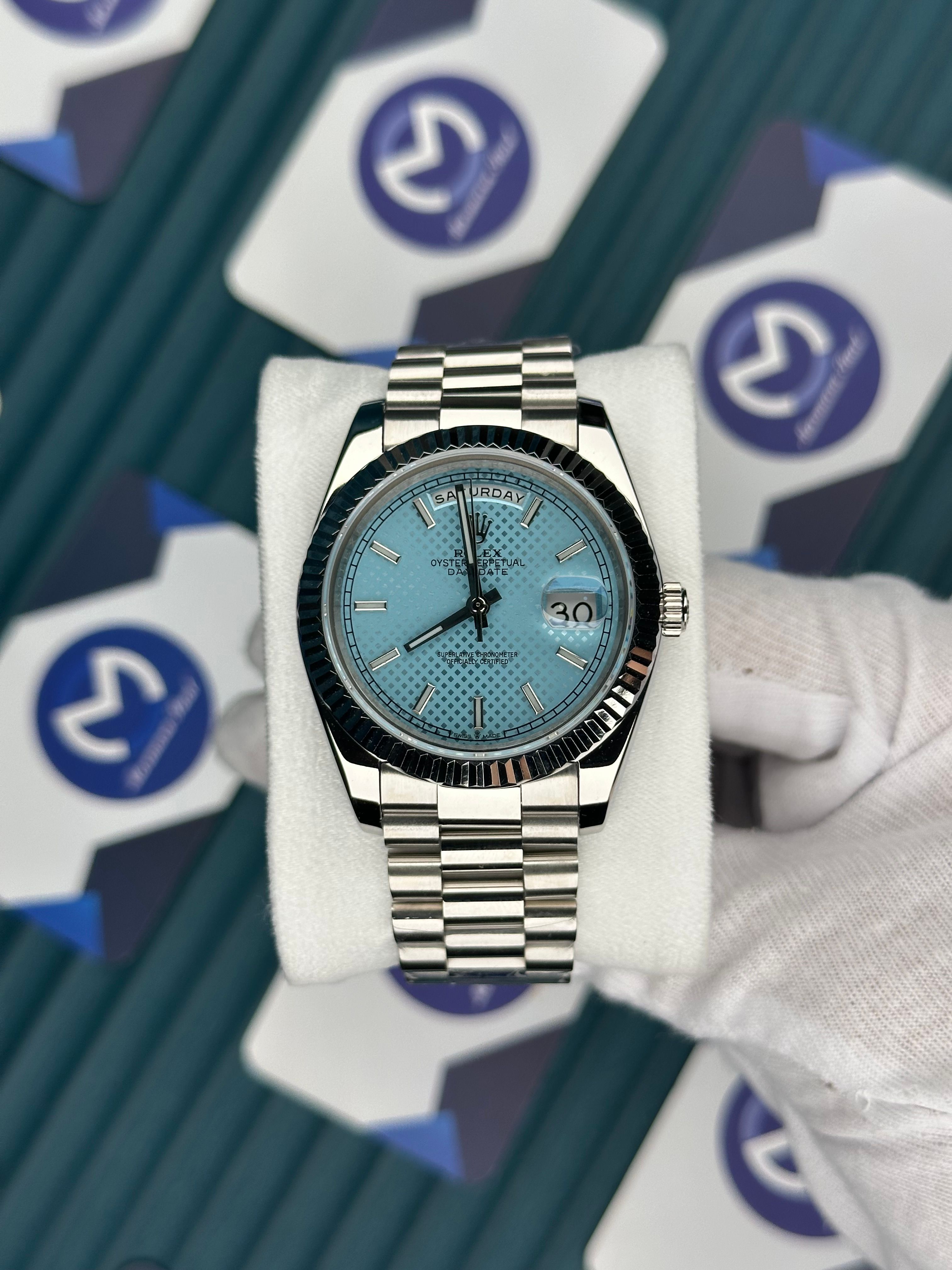 ROLEX DAY-DATE MOZAIK TIFFANY SILVER PRESIDENT