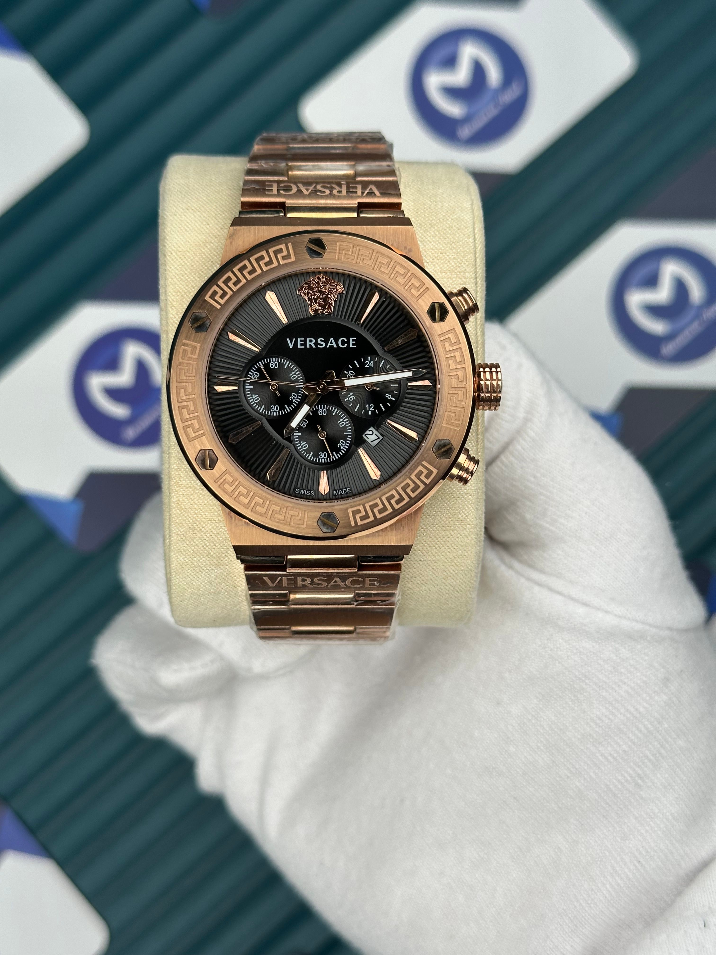 Versace Rose Kordon Üç Fonksiyonlu Siyah Kadran