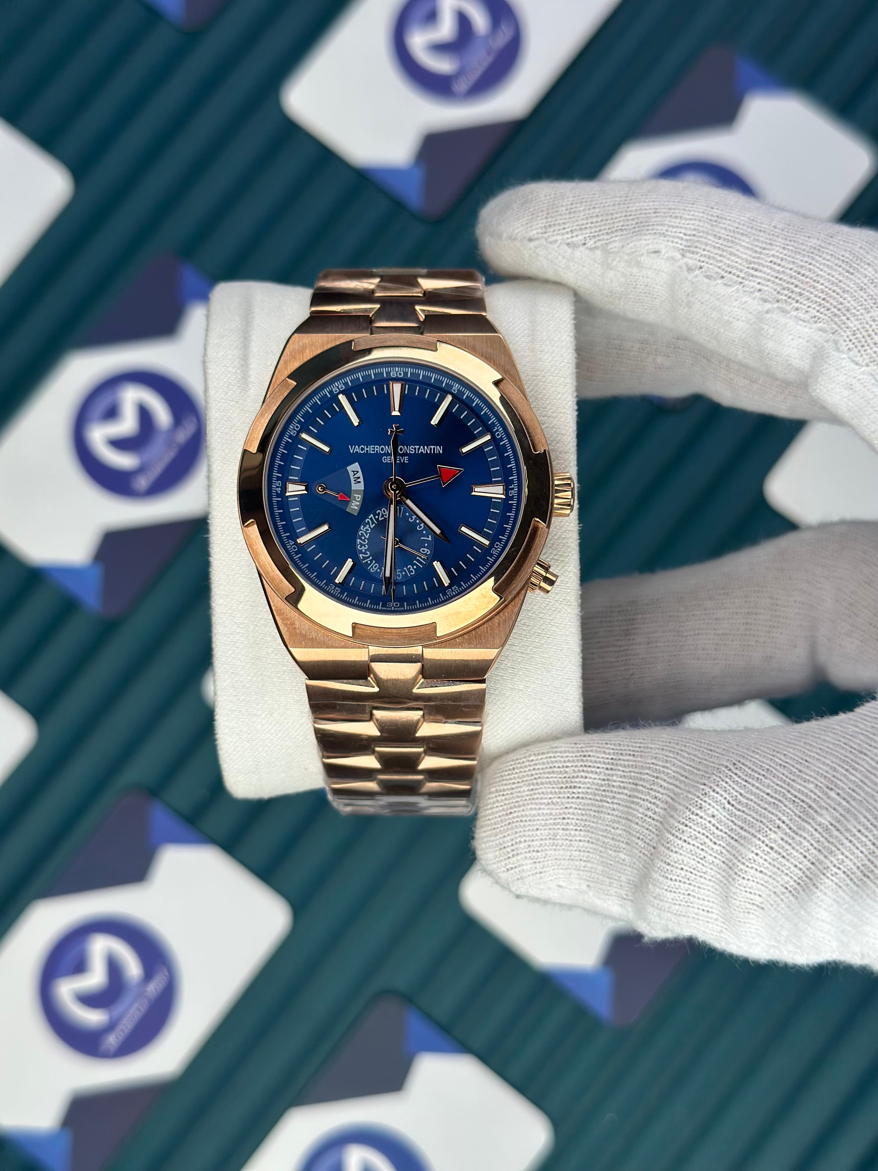 VACHERON CONSTANTIN NAVY BLUE OVERSEAS DUAL TIME ROSE