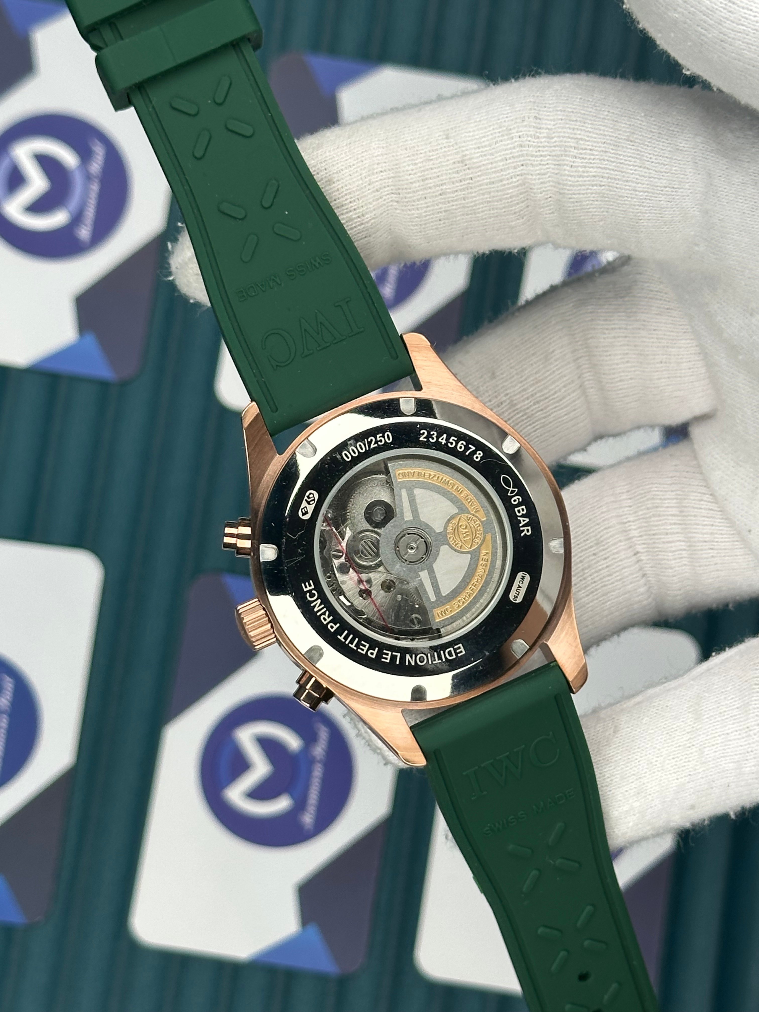 IWC Schaffhausen Green Cord Rose Case Chronograph Automatic
