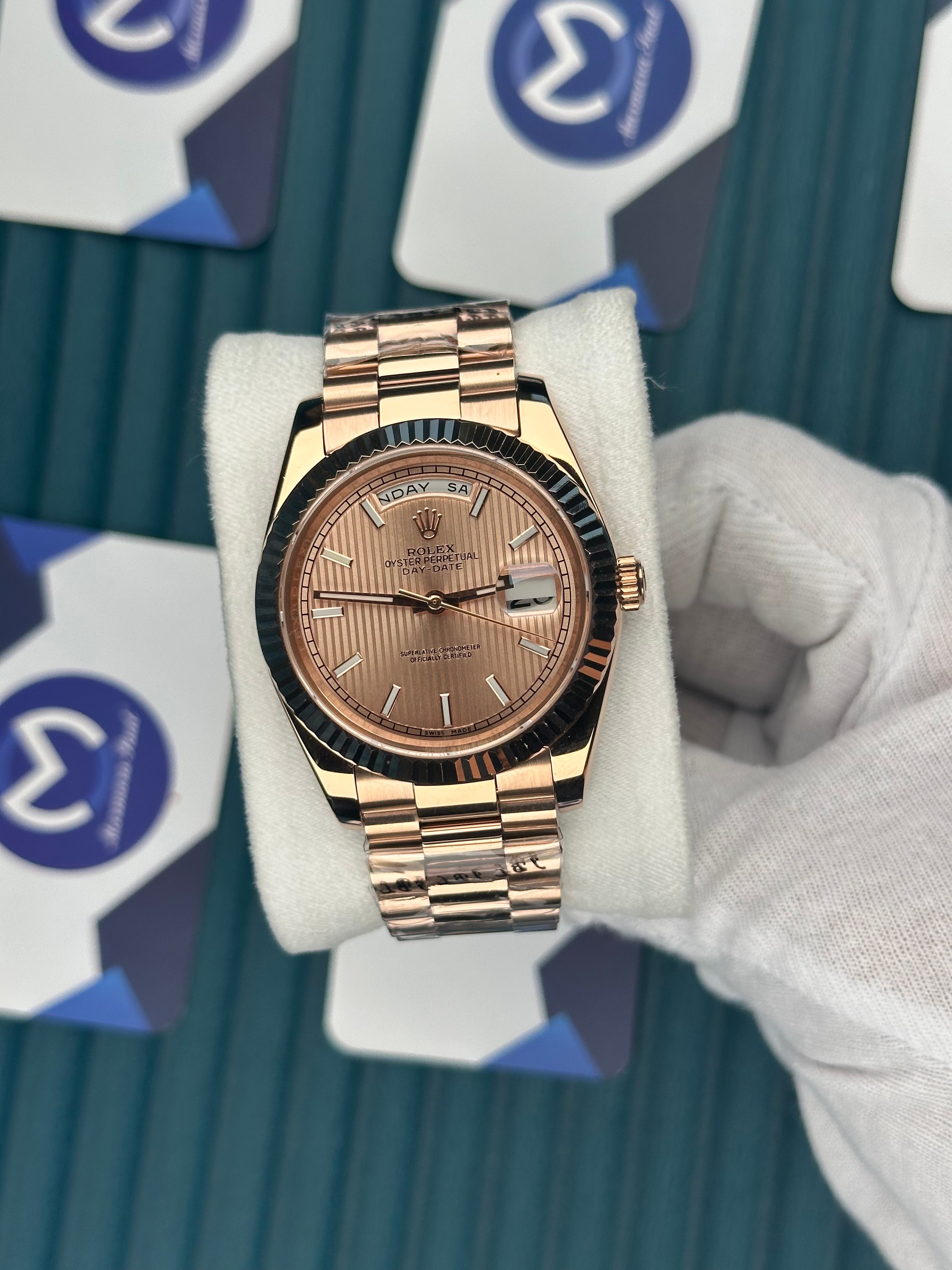 ROLEX DAY-DATE MOZAIK ROSE DIAL ROSE PRESIDENT