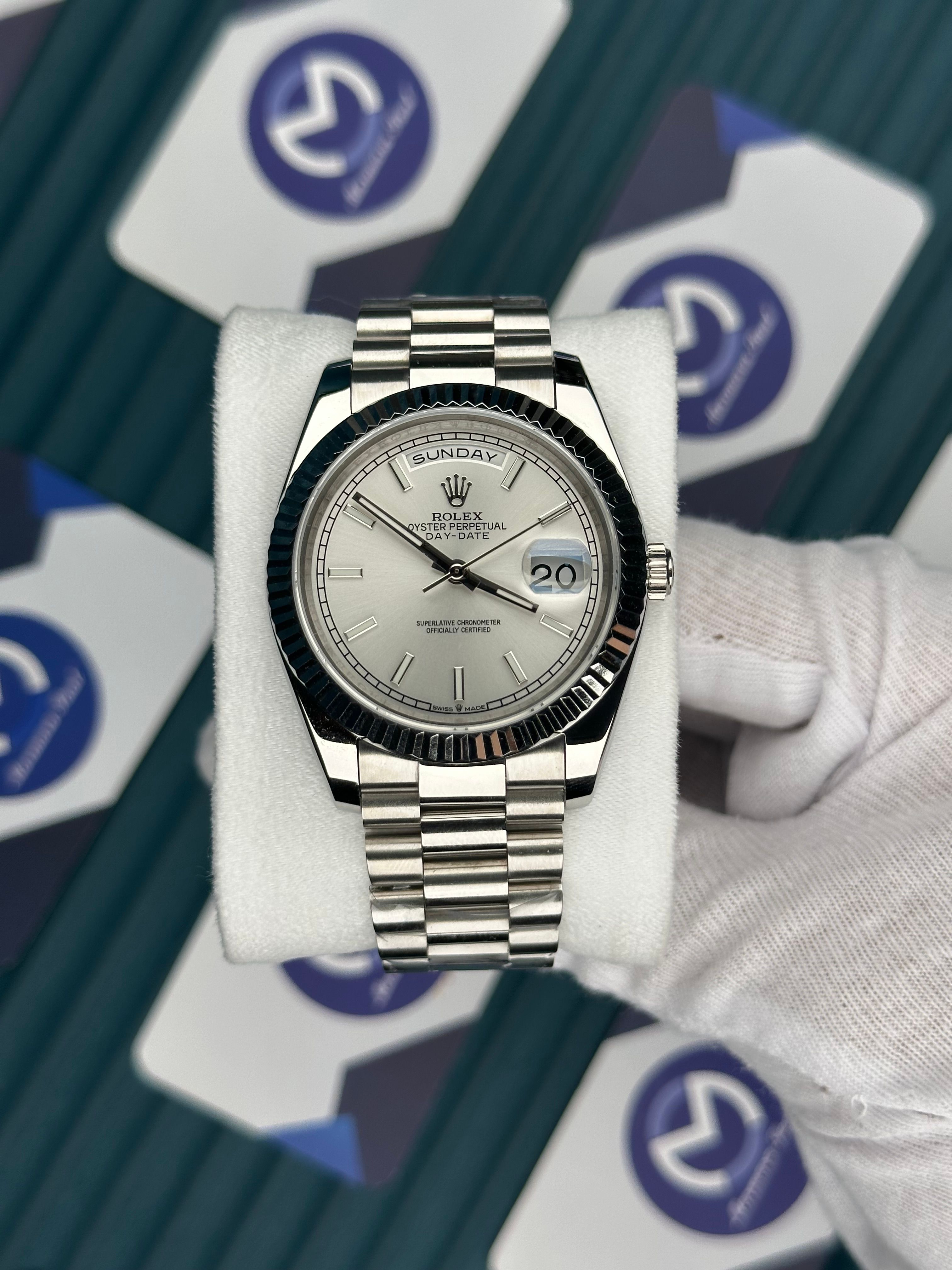 ROLEX DAY-DATE WHITE DIAL SILVER PRESIDENT