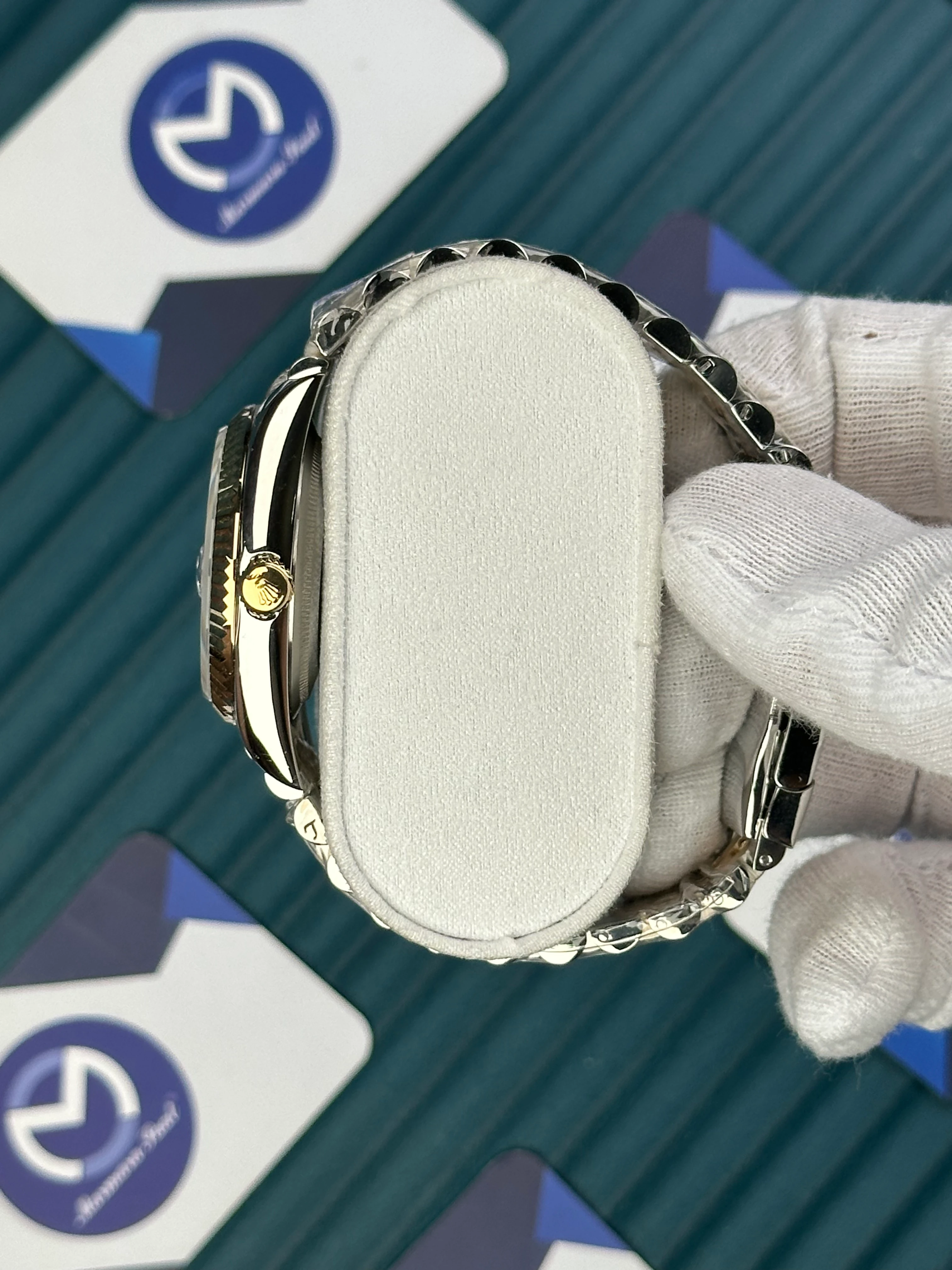 ROLEX 36 MM DATEJUST WHITE DIAL DIAMOND INDEX GOLD-SILVER JUBILE II 