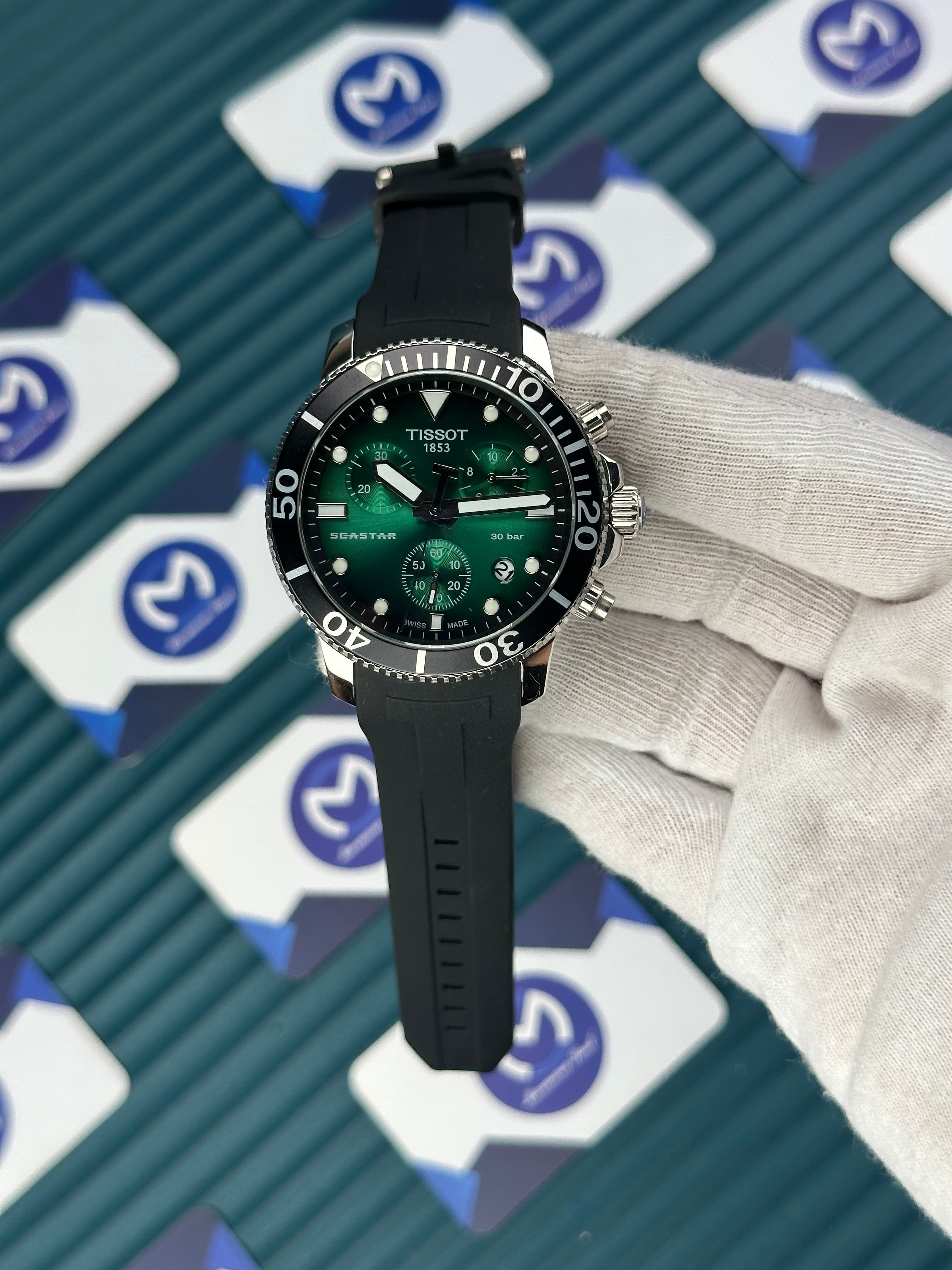 TISSOT PRX-T GREEN DIAL BLACK RUBBER 