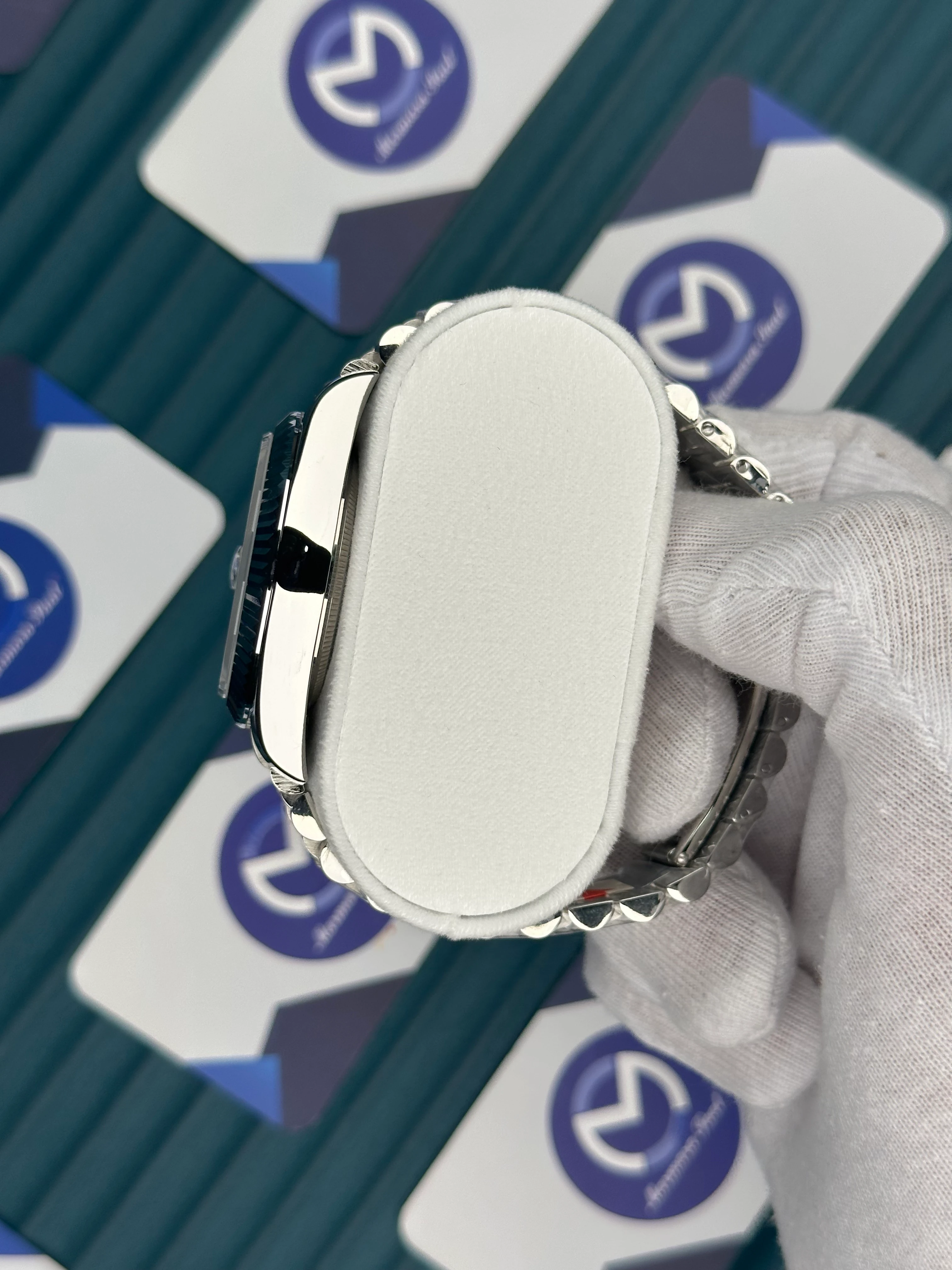 ROLEX DAY-DATE LINE BLUE ROMA INDEX SILVER PRESIDENT