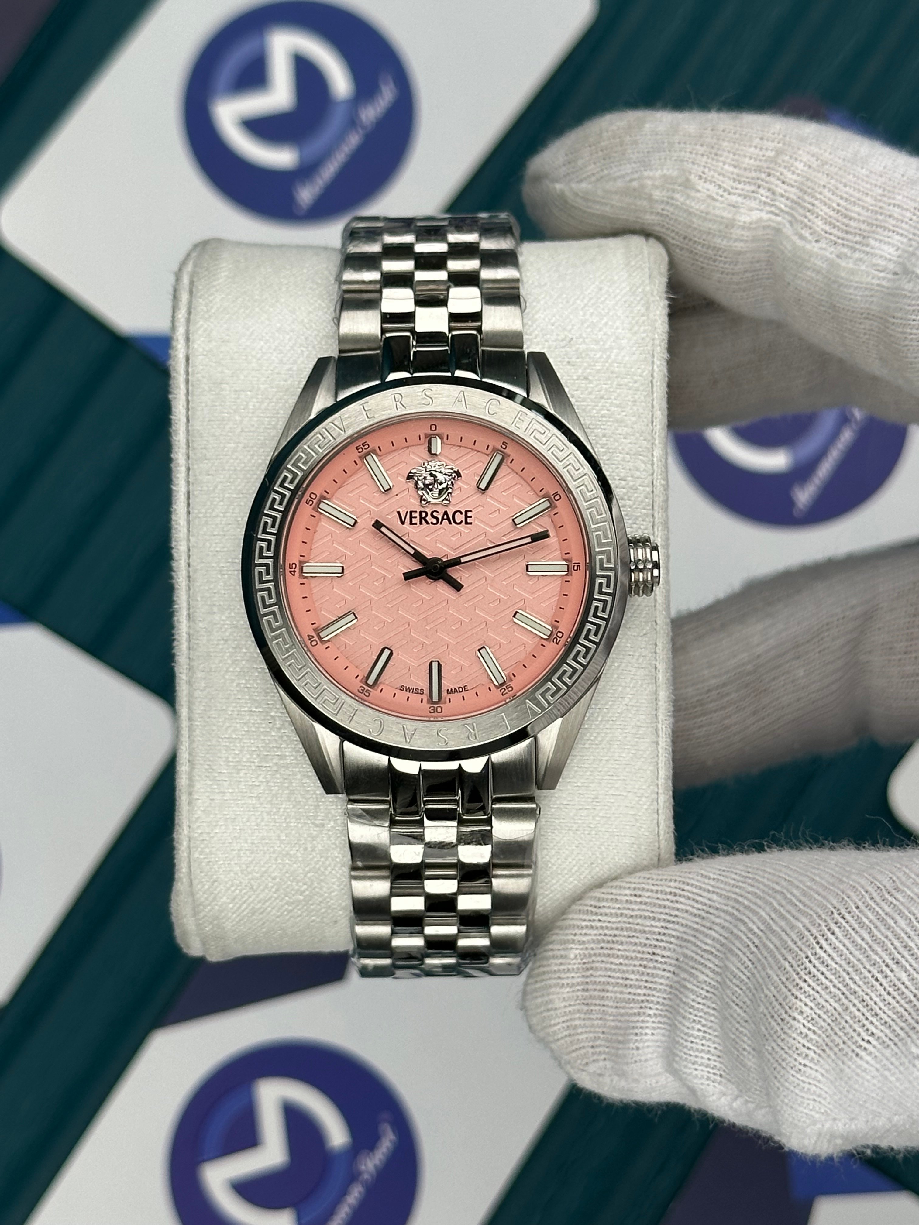 VERSACE 36 PINK DIAL SILVER JUBILE